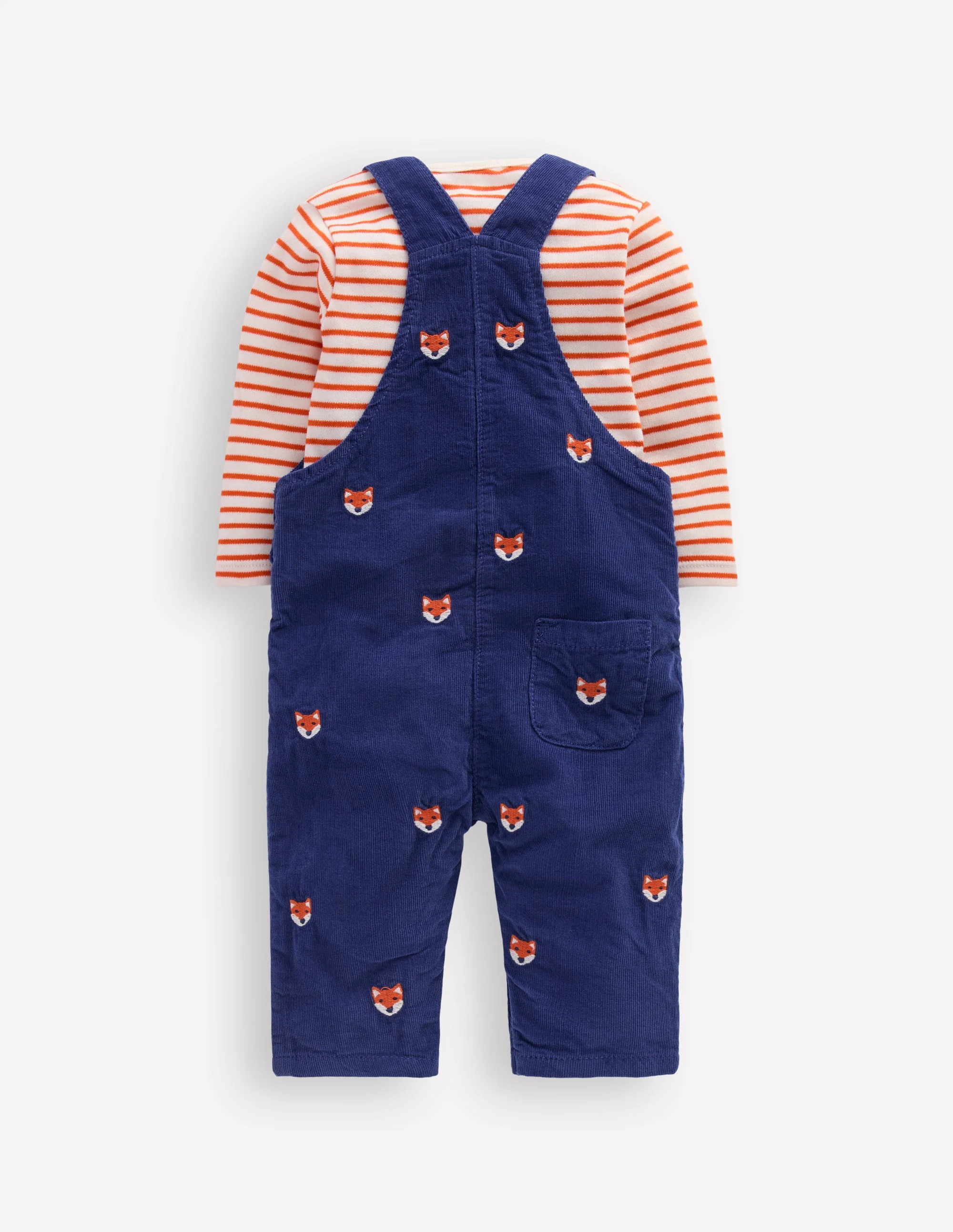 Originelles Set mit Cord-Latzhose-Marineblau Fuchsstickerei - Image 2