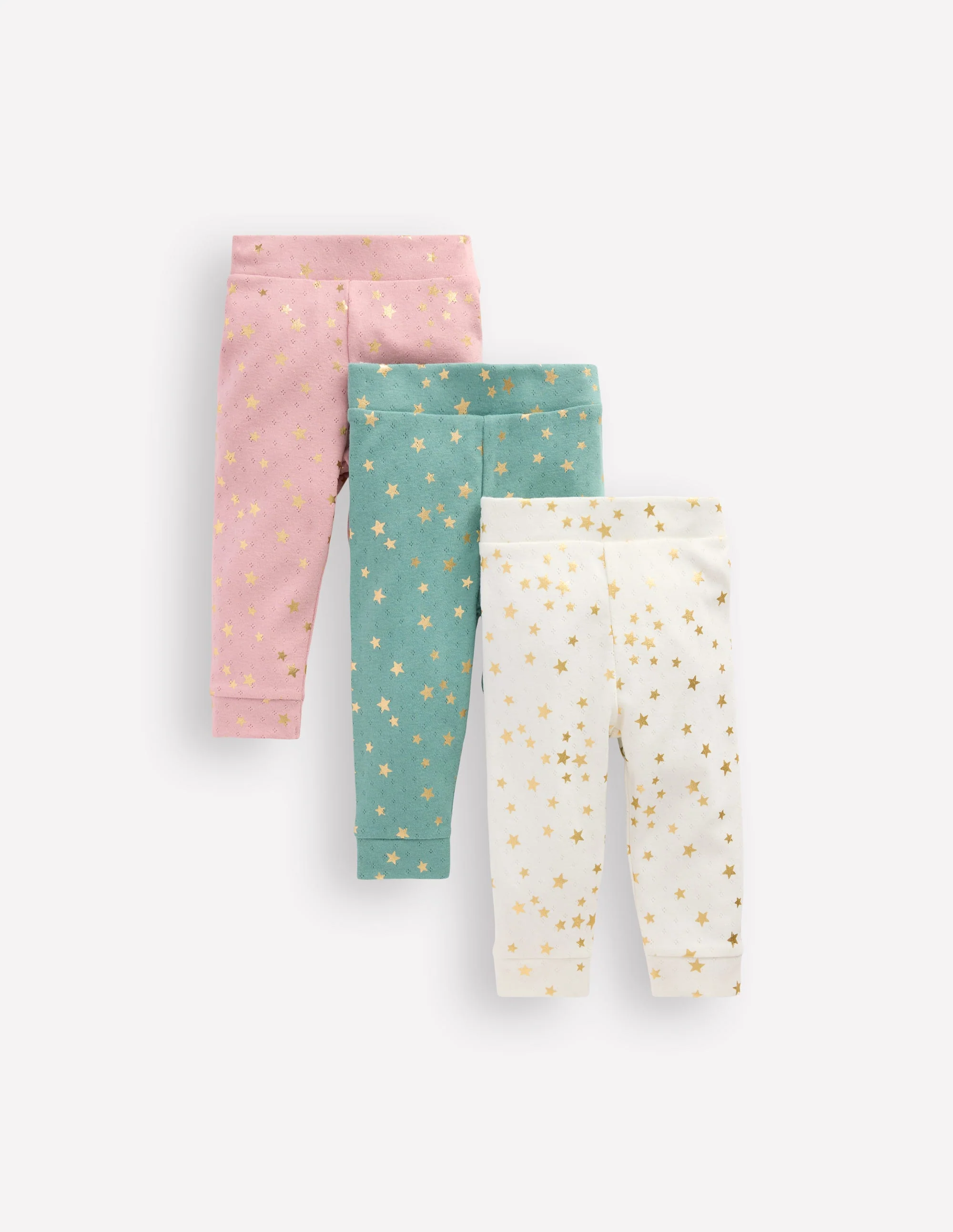 Pointelle-Leggings im 3er-Pack-Bunt Foliensterne