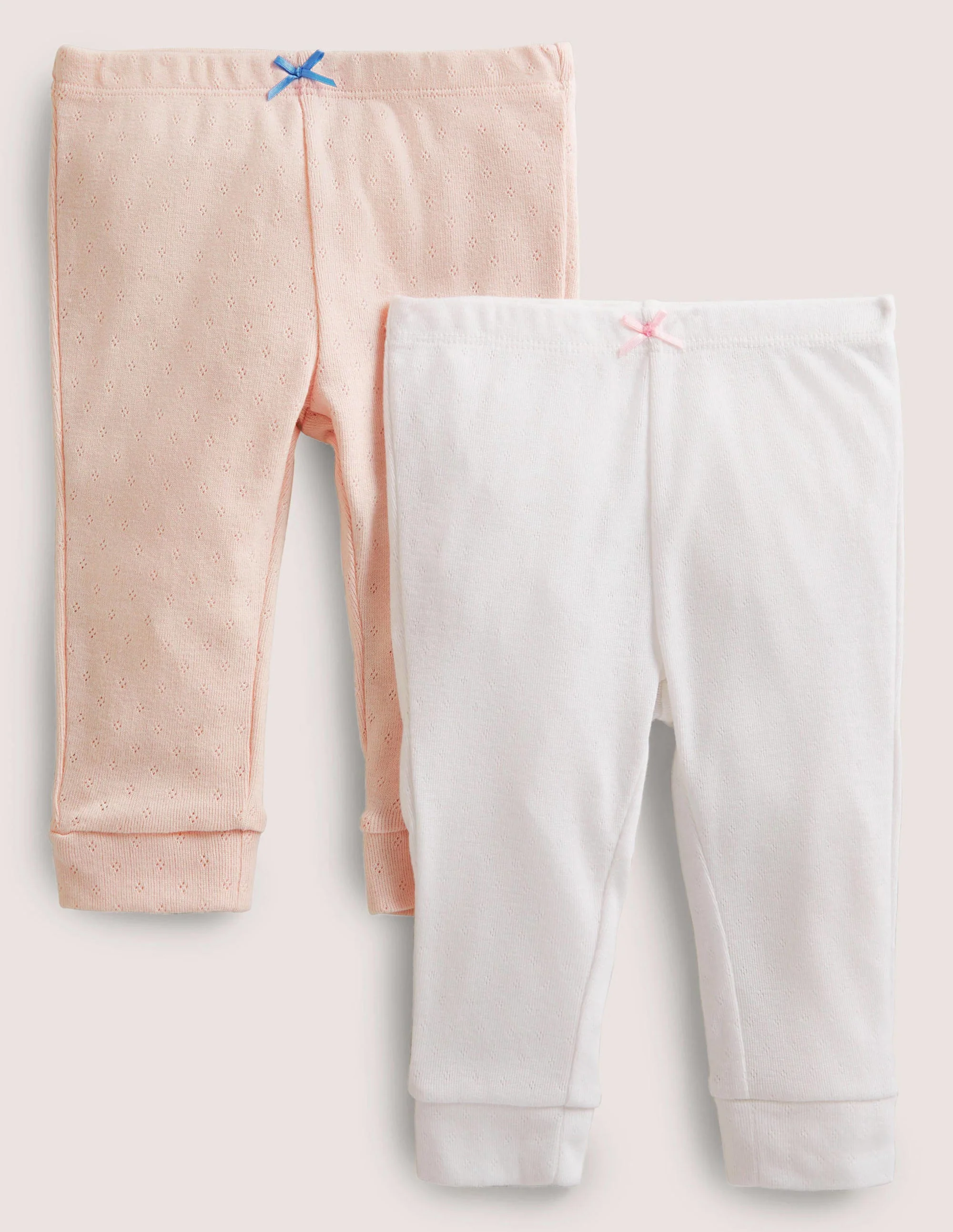 Pointelle-Leggings im Doppelpack-Delfinrosa/Naturweiß