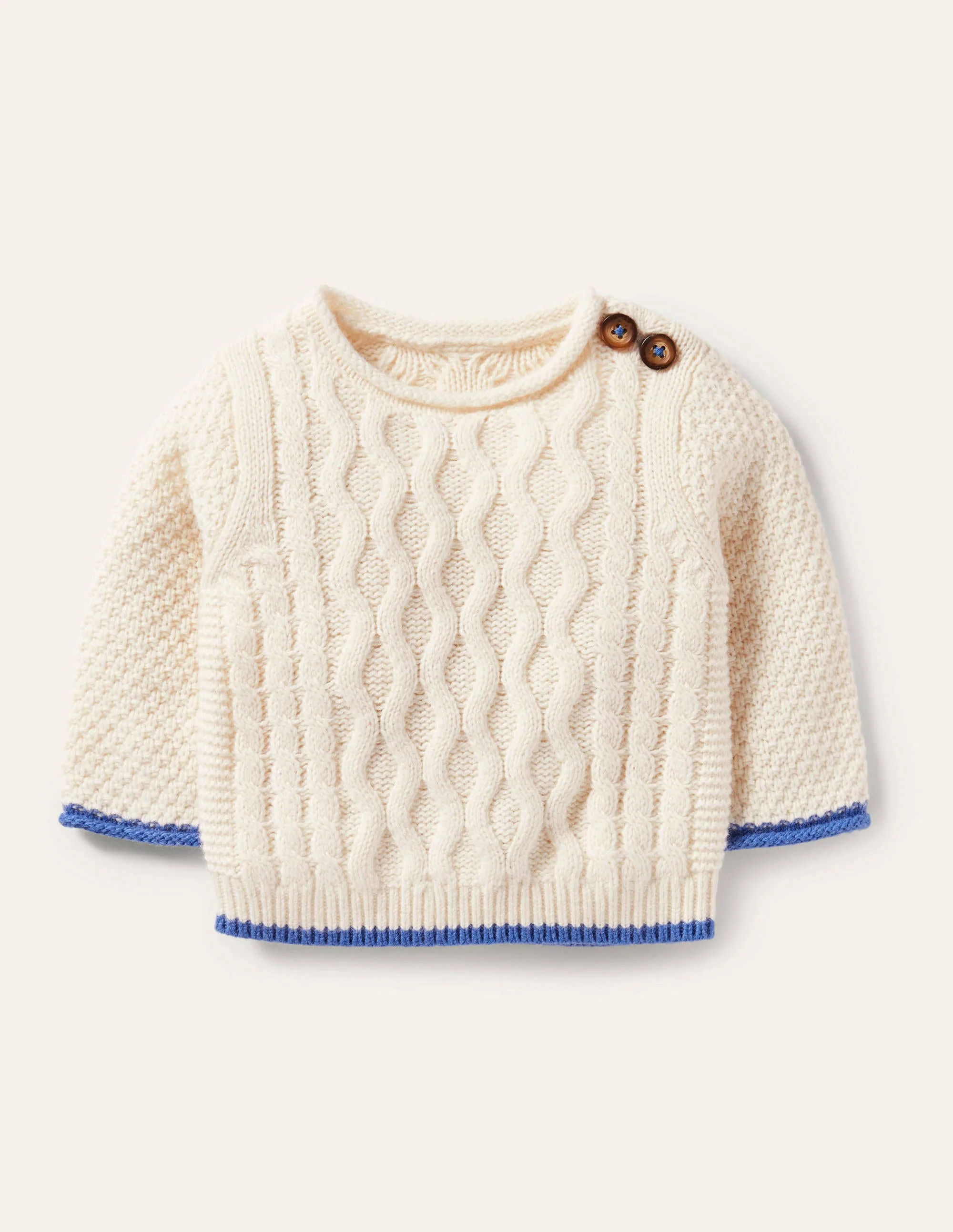 Pullover mit Zopfstrickmuster-Ecru Meliert