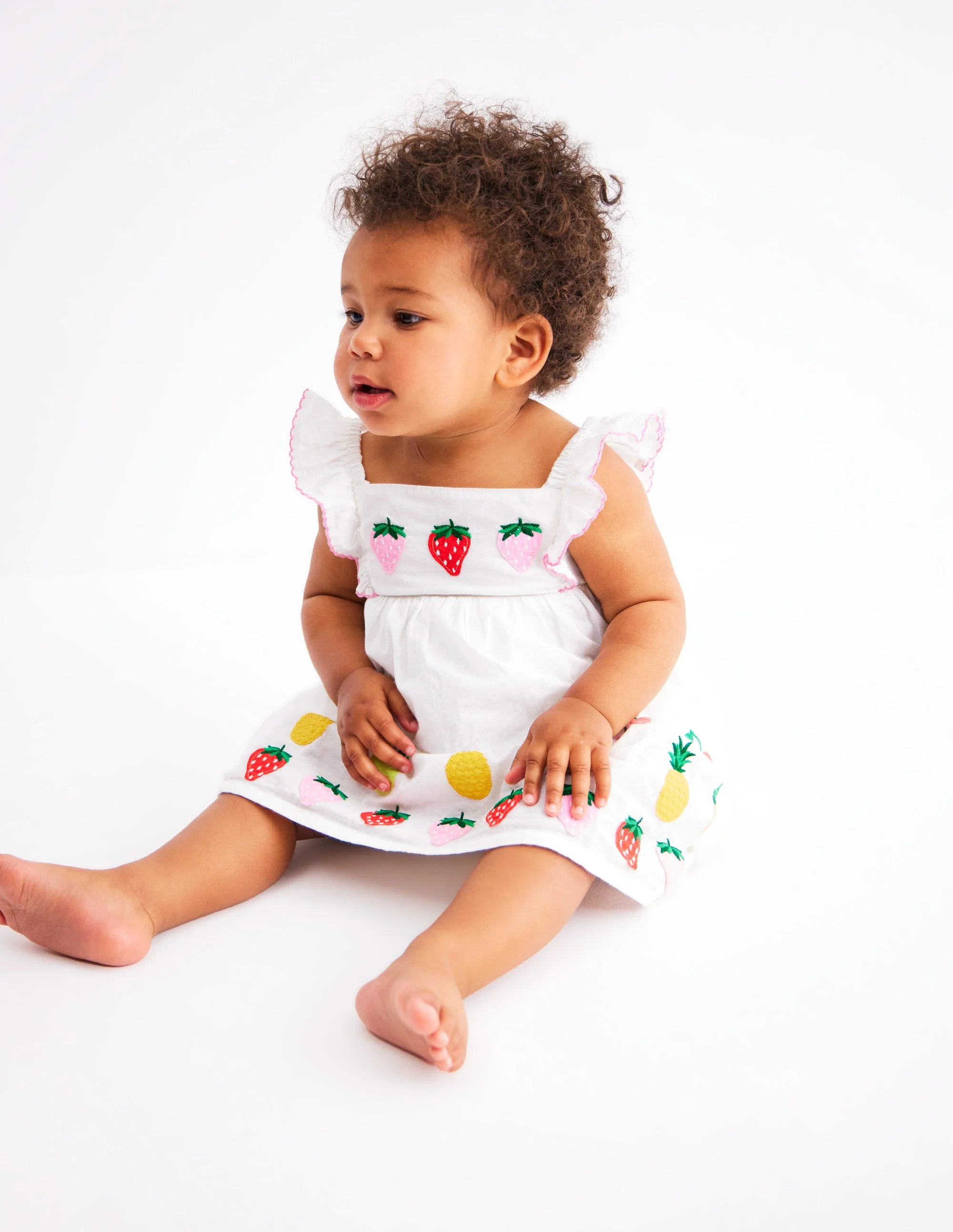 Rüschenkleid mit Applikation-Sanftes Naturweiß Frucht - Image 3