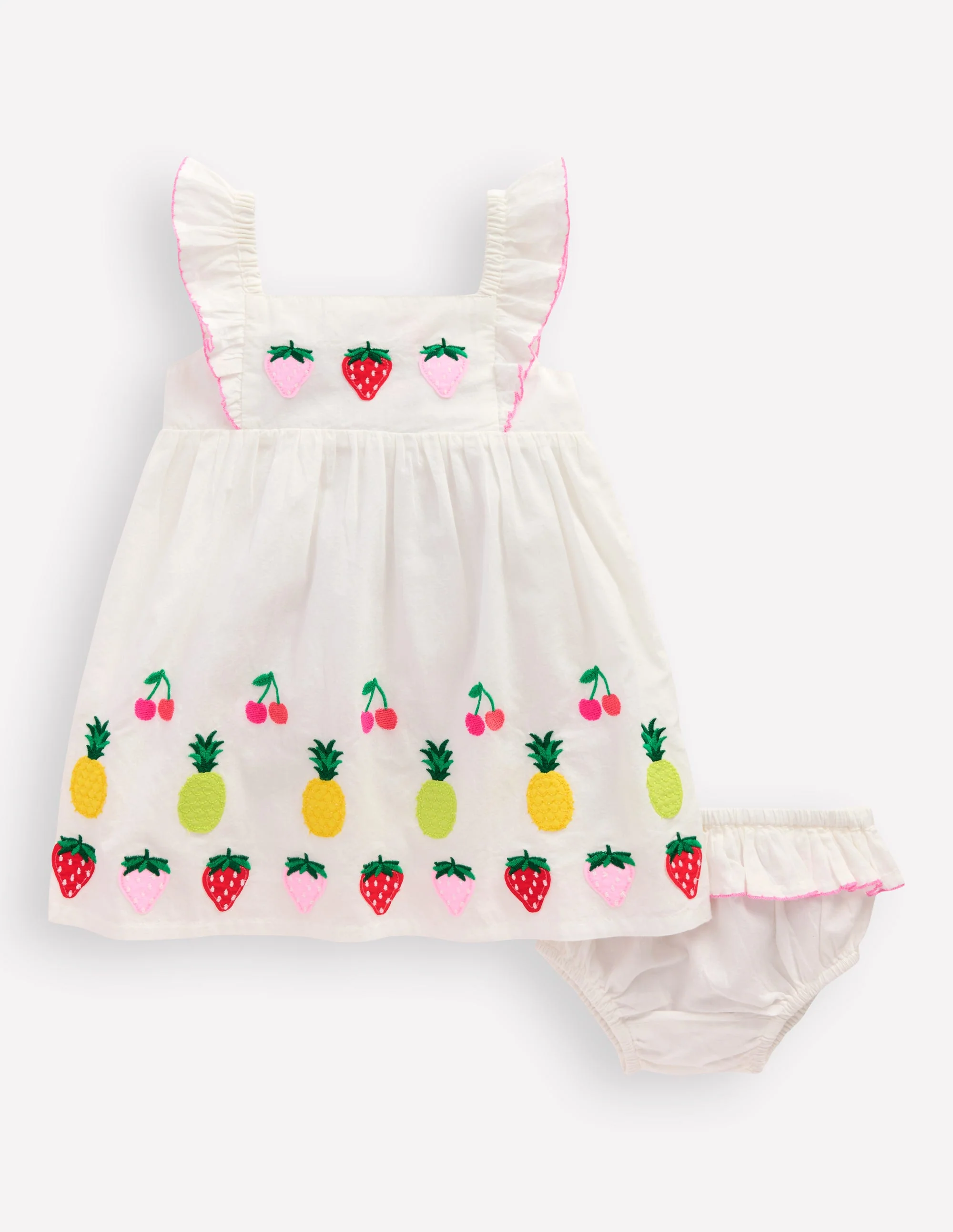 Rüschenkleid mit Applikation-Sanftes Naturweiß Frucht - Image 4