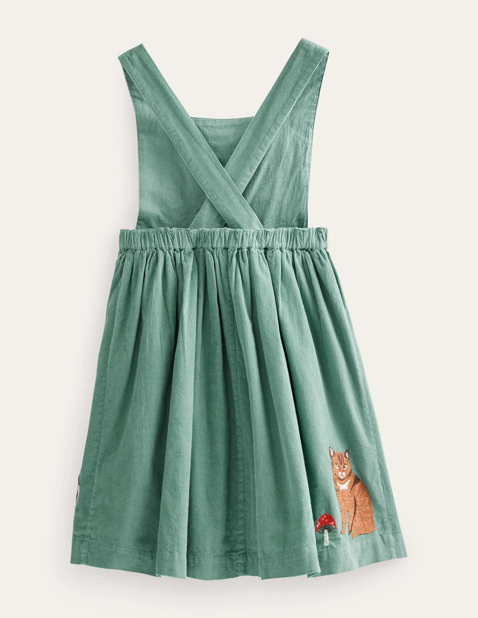 Schürzenkleid aus Cord mit Applikation-Rauchgrün Katzen - Image 2