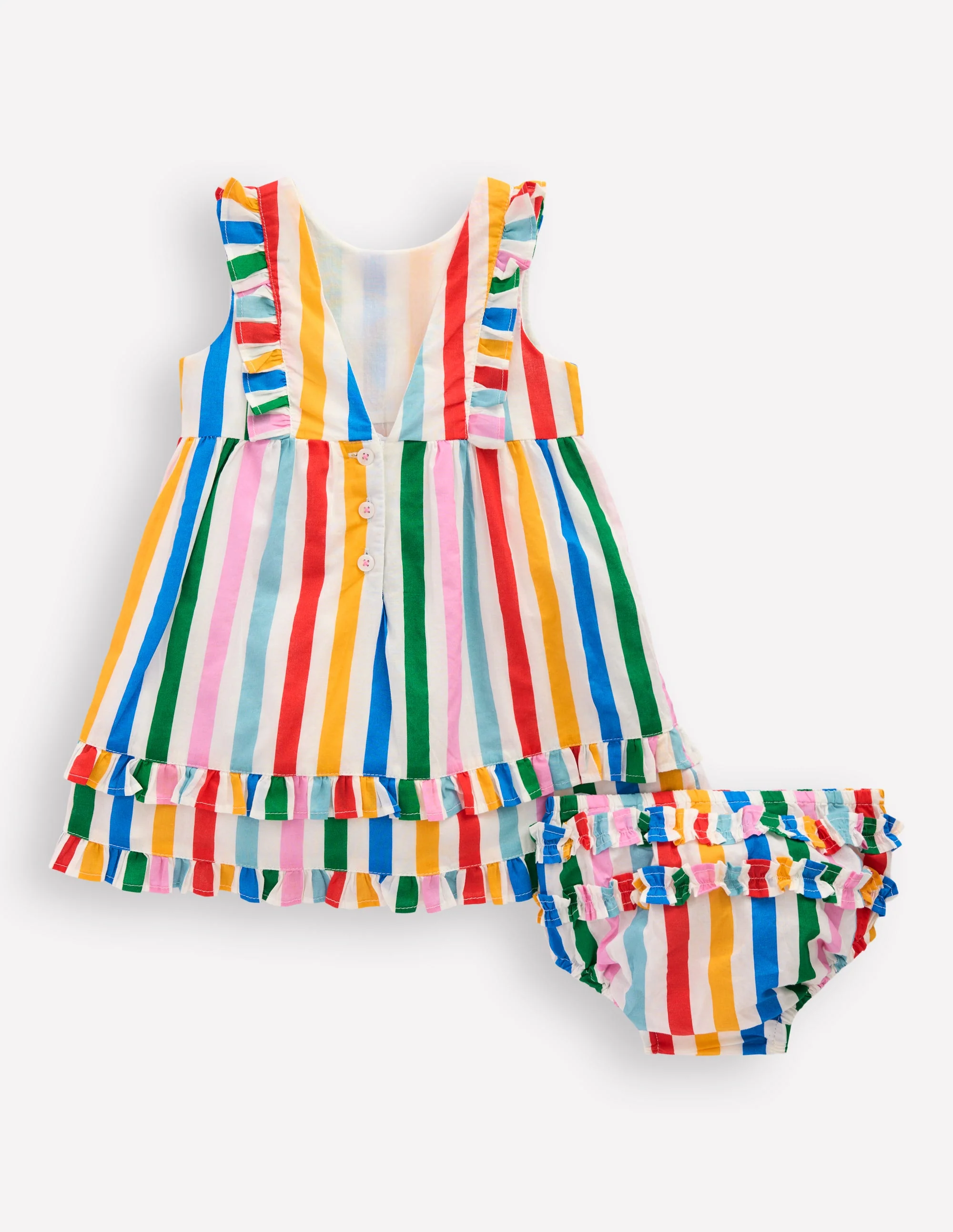 Schürzenkleid mit Rüschen-Bunte Regenbogenstreifen - Image 2
