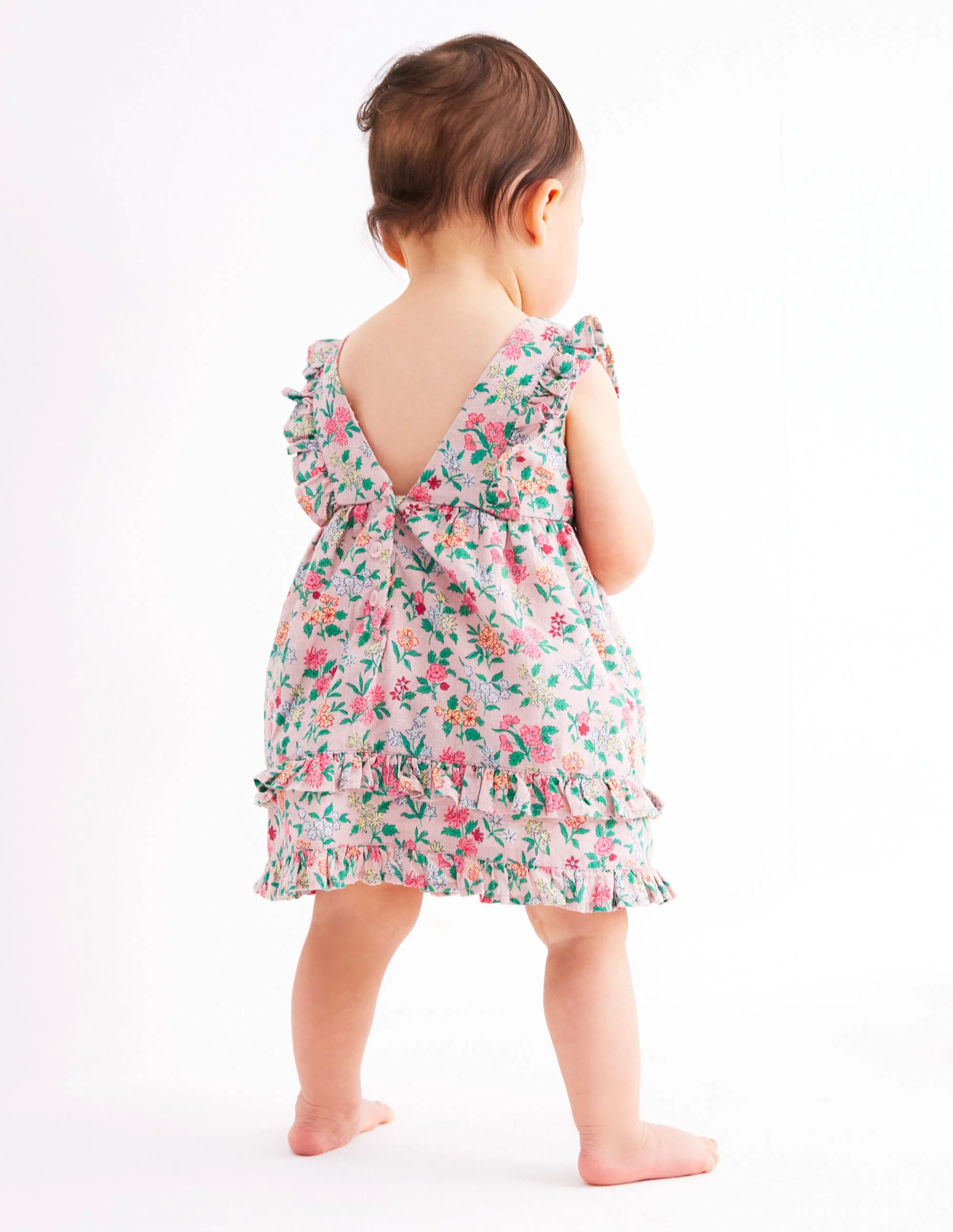 Schürzenkleid mit Rüschen-Kreiderosa Garten-Blümchen - Image 3