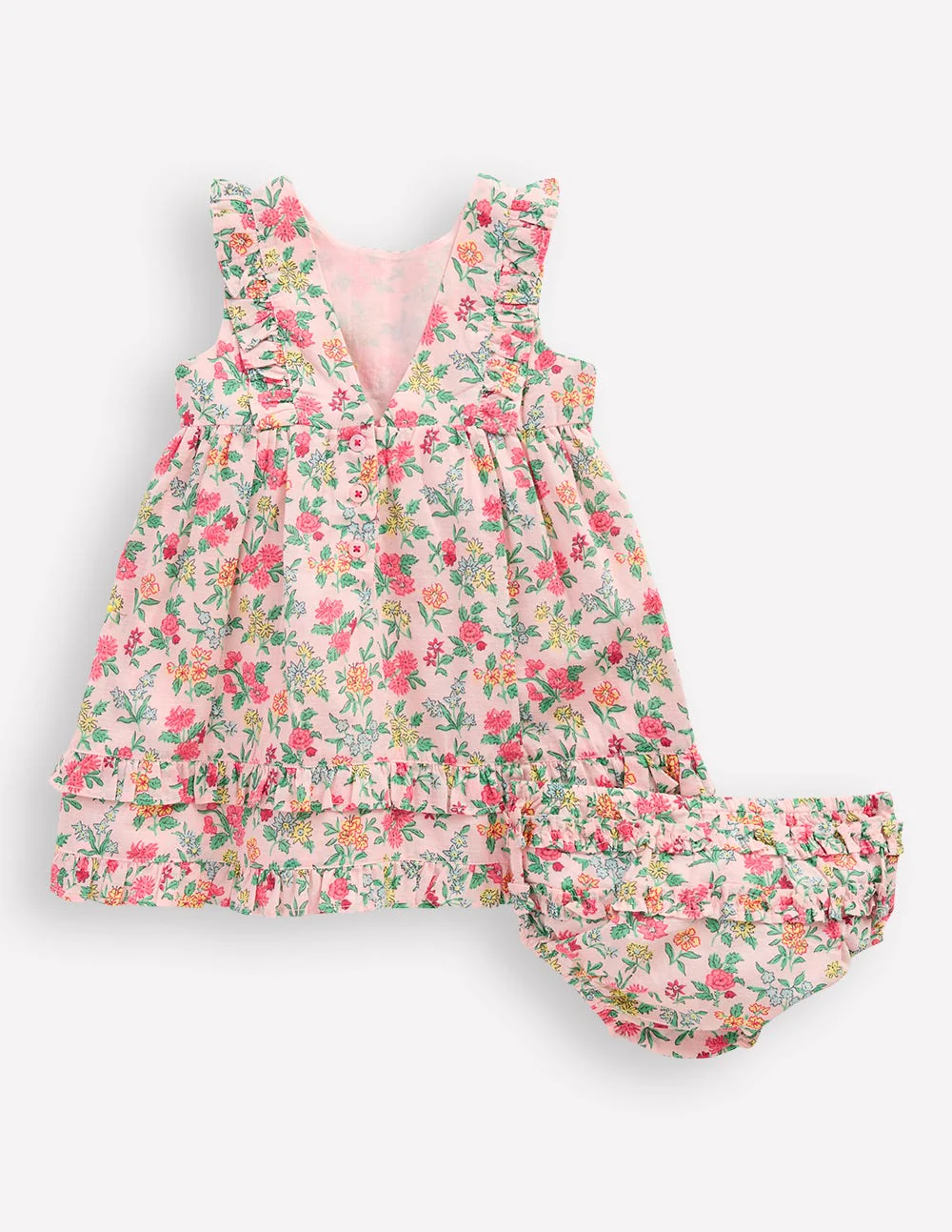 Schürzenkleid mit Rüschen-Kreiderosa Garten-Blümchen - Image 7