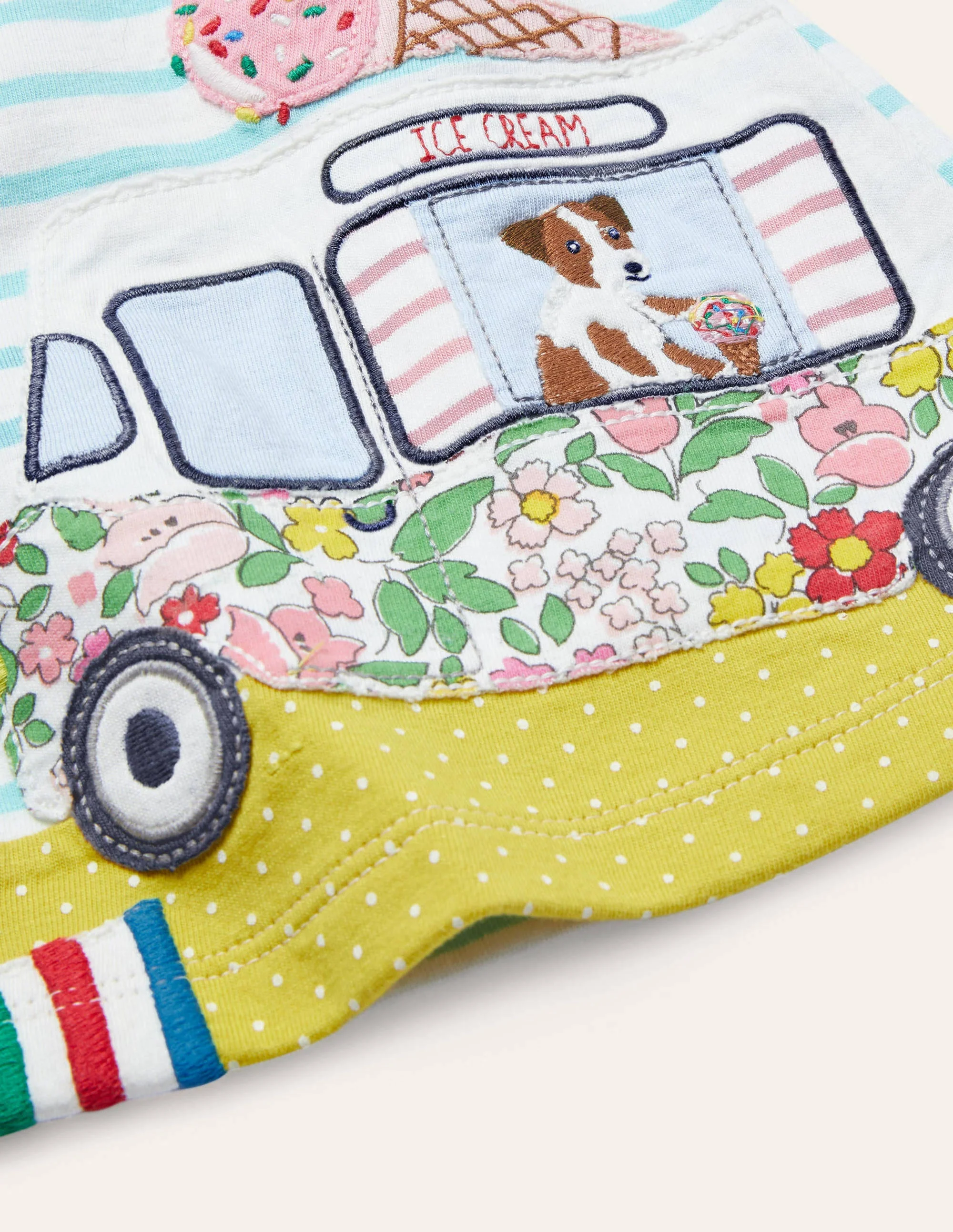 Set aus Applikationskleid und Leggings-Naturweiß/Meerblau, Lastwagen - Image 3