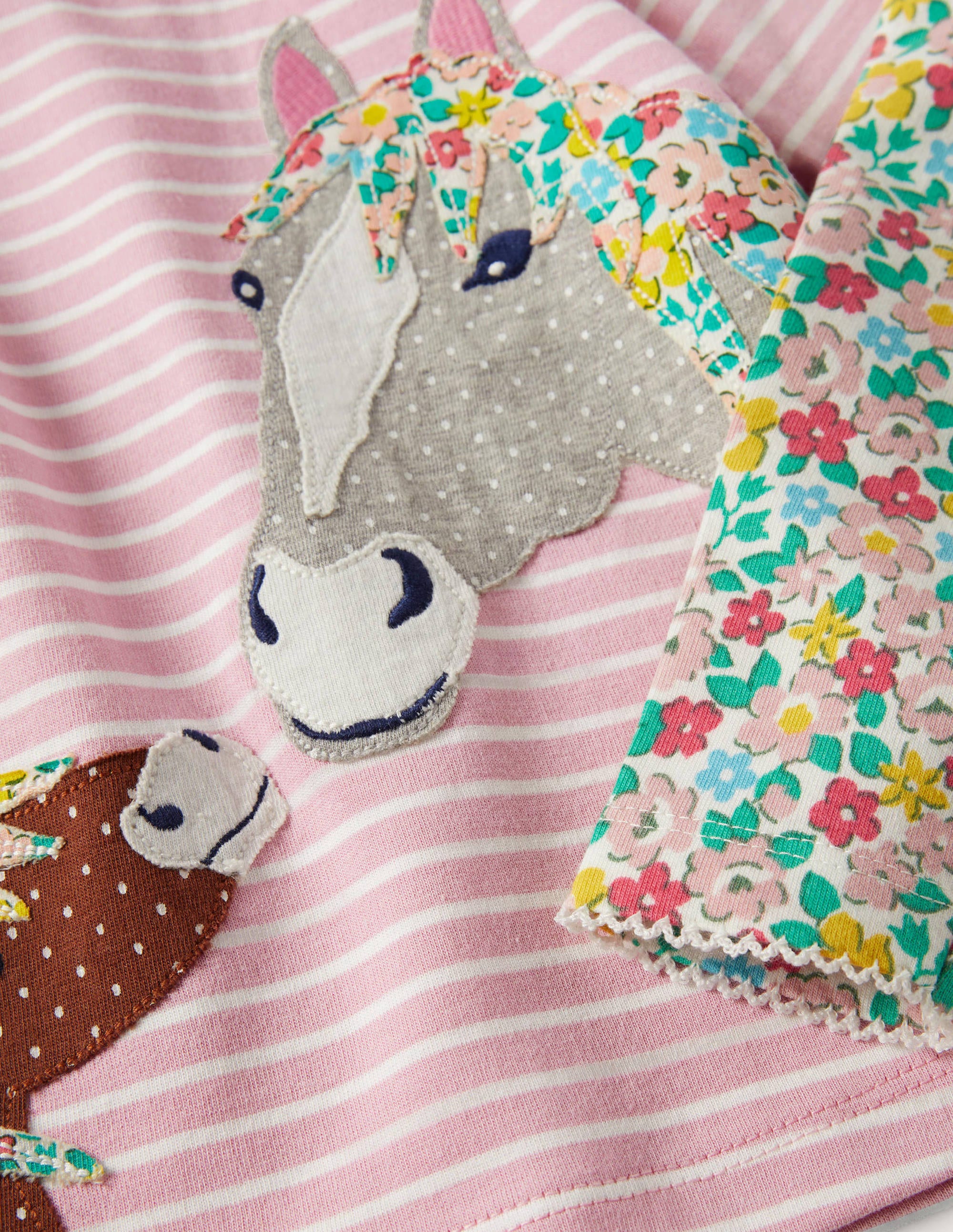 Set aus Jersey-Kleid und Leggings-Delfinrosa, Frühlingsblumen/Pferde - Image 3
