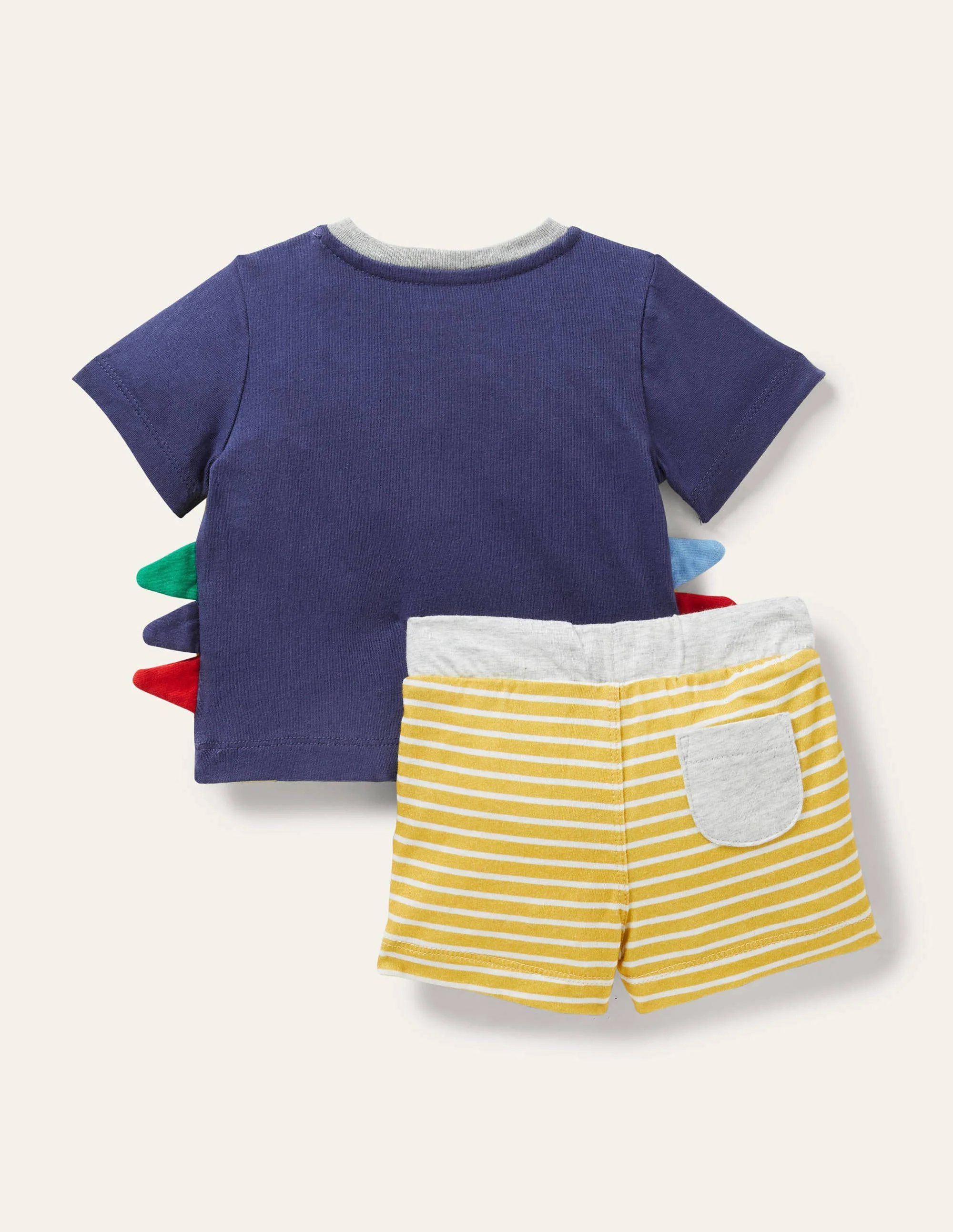 Set aus T-Shirt und Shorts mit Applikation-Segelblau/Naturweiß, Giraffe - Image 2