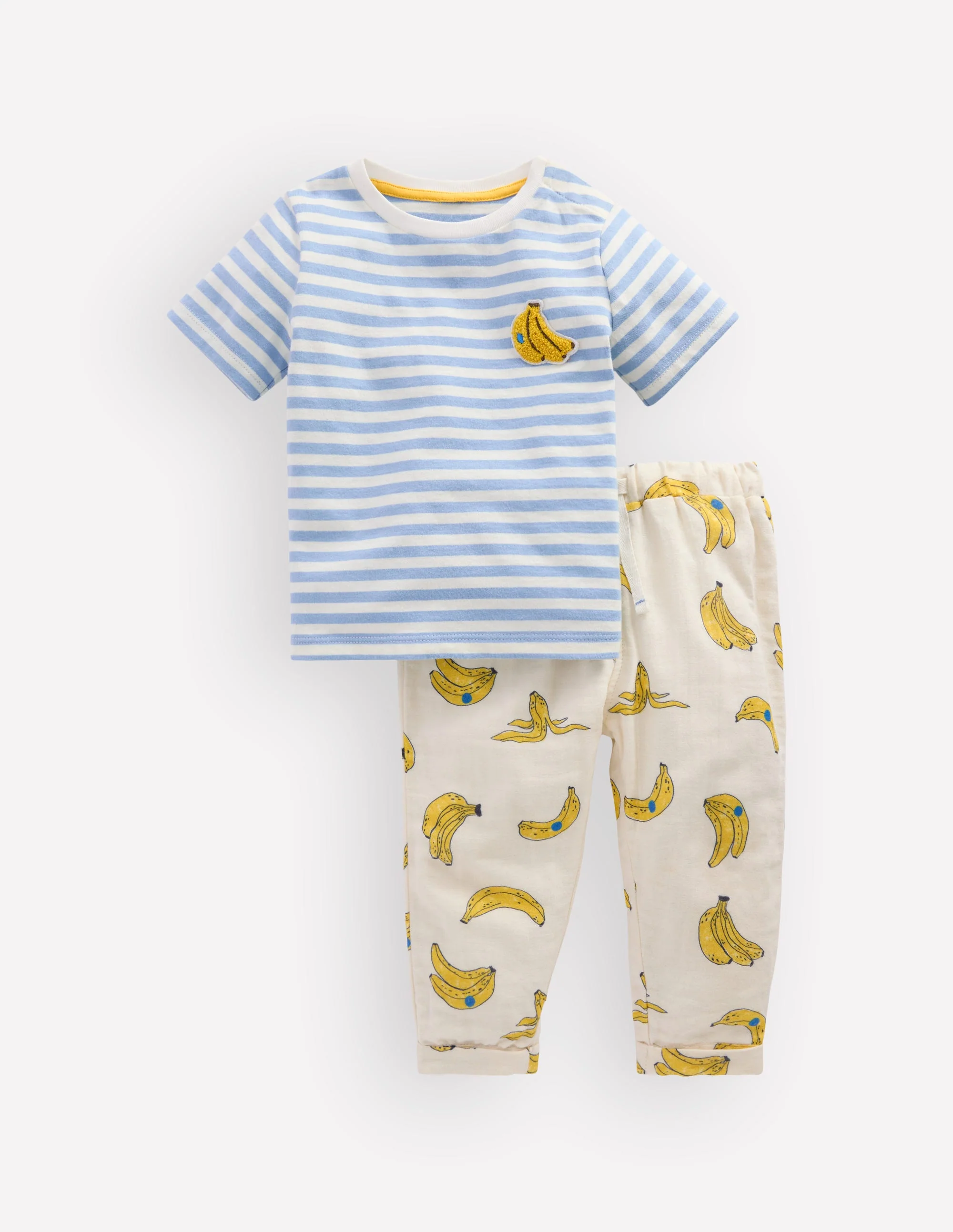 Spielset aus gewebtem Jersey mit Logo-Naturweiß und Blau Streifen Bananen