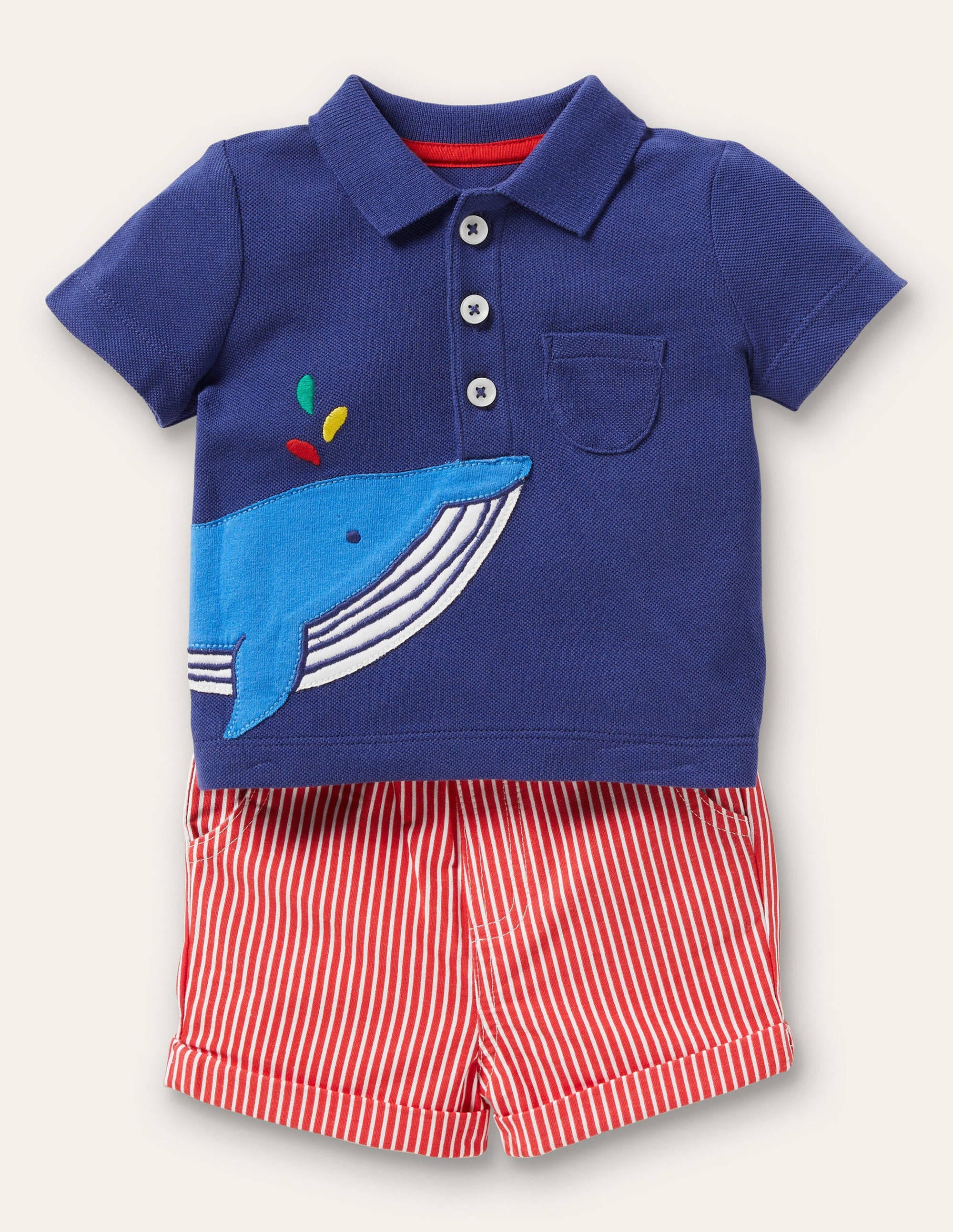 Spielset mit Poloshirt und Shorts-Segelblau, Wal