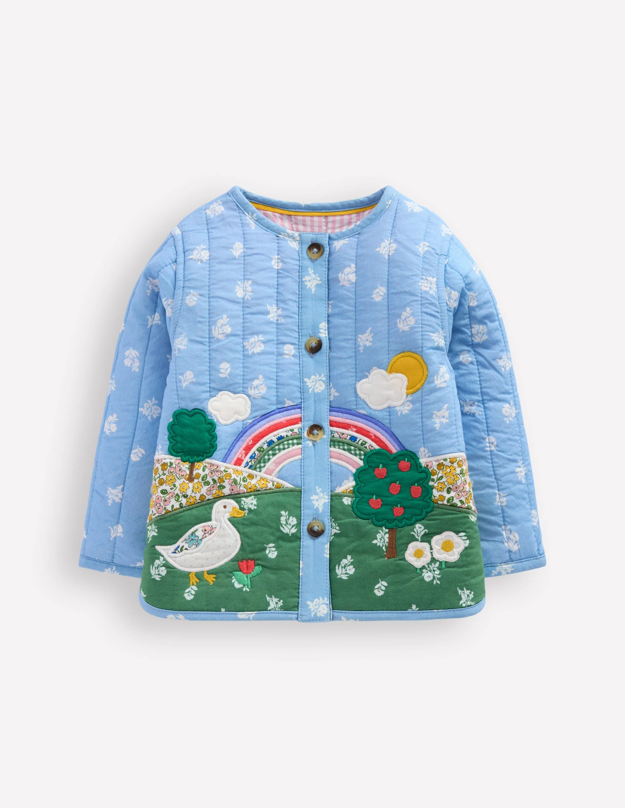 Steppjacke mit Applikation-Bunt, Patchwork-Blumenmuster