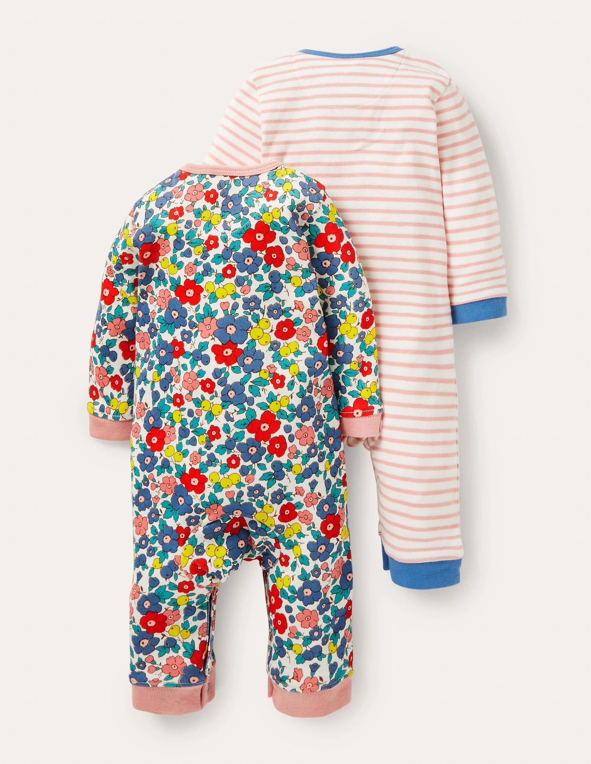 Strampler im 2er-Pack-Bunt/Himmelblau, Apfelblüte - Image 2