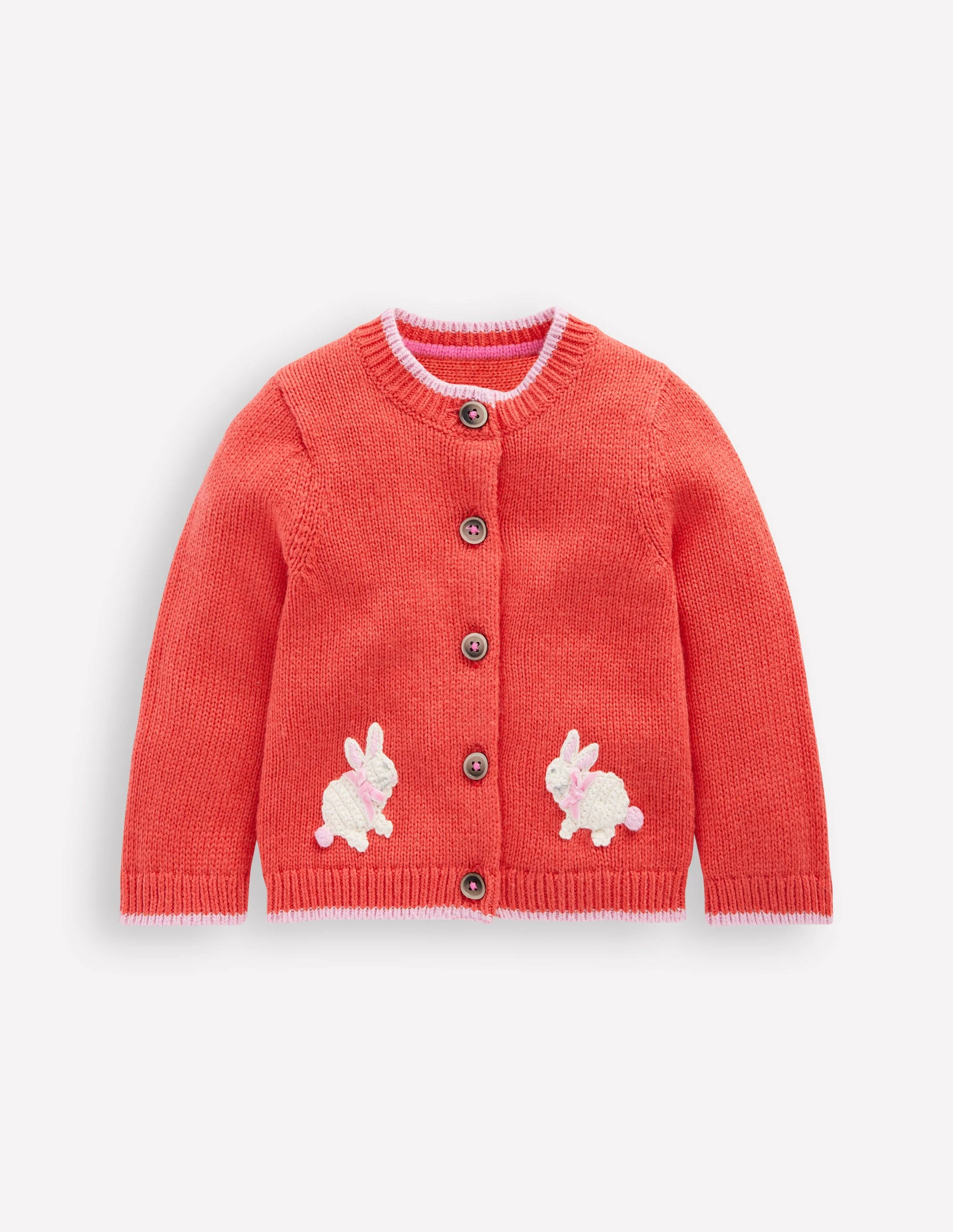 Strickjacke mit lustigem Motiv-Marmeladenrot Hasen