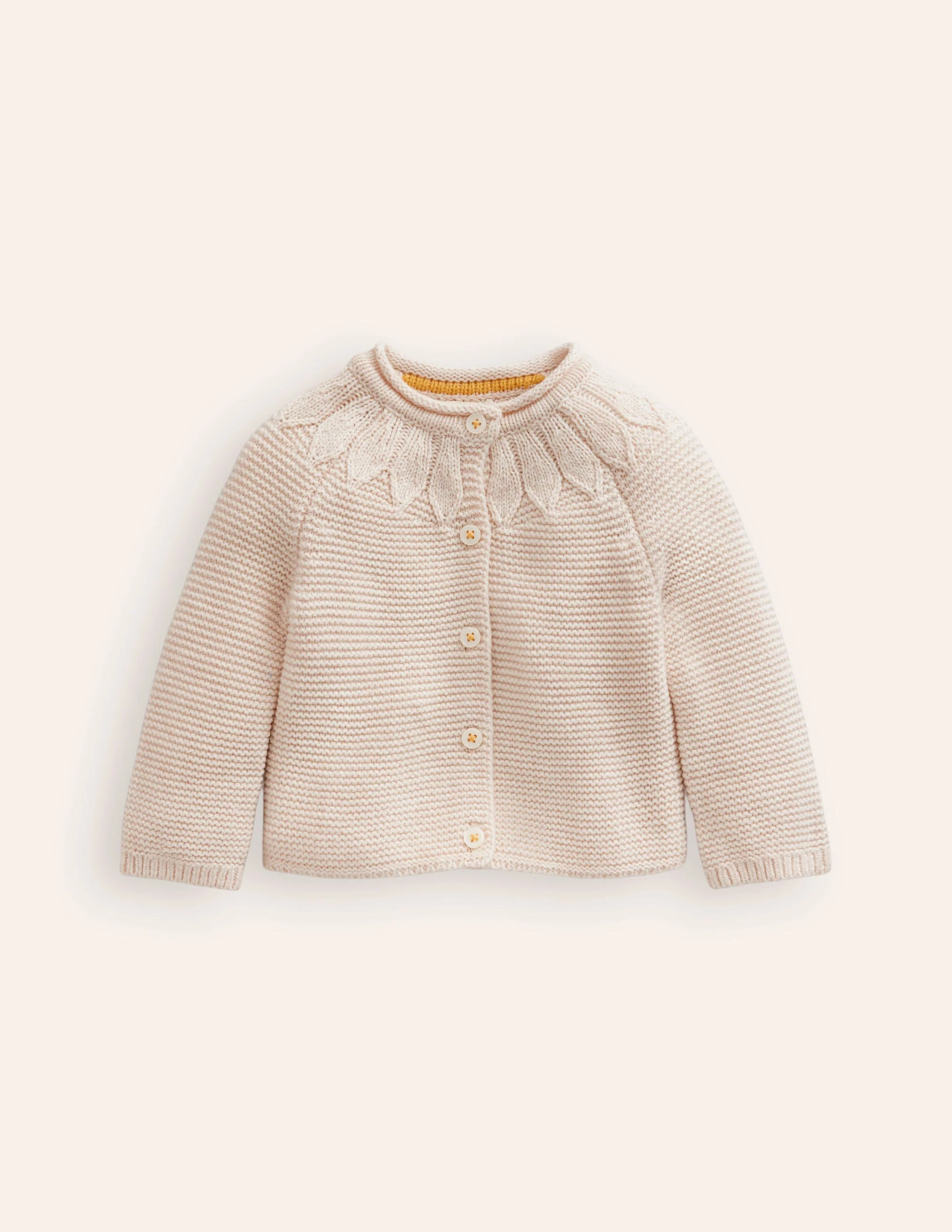 Strickjacke mit Pointelle-Passe-Ivory and Navy Spot