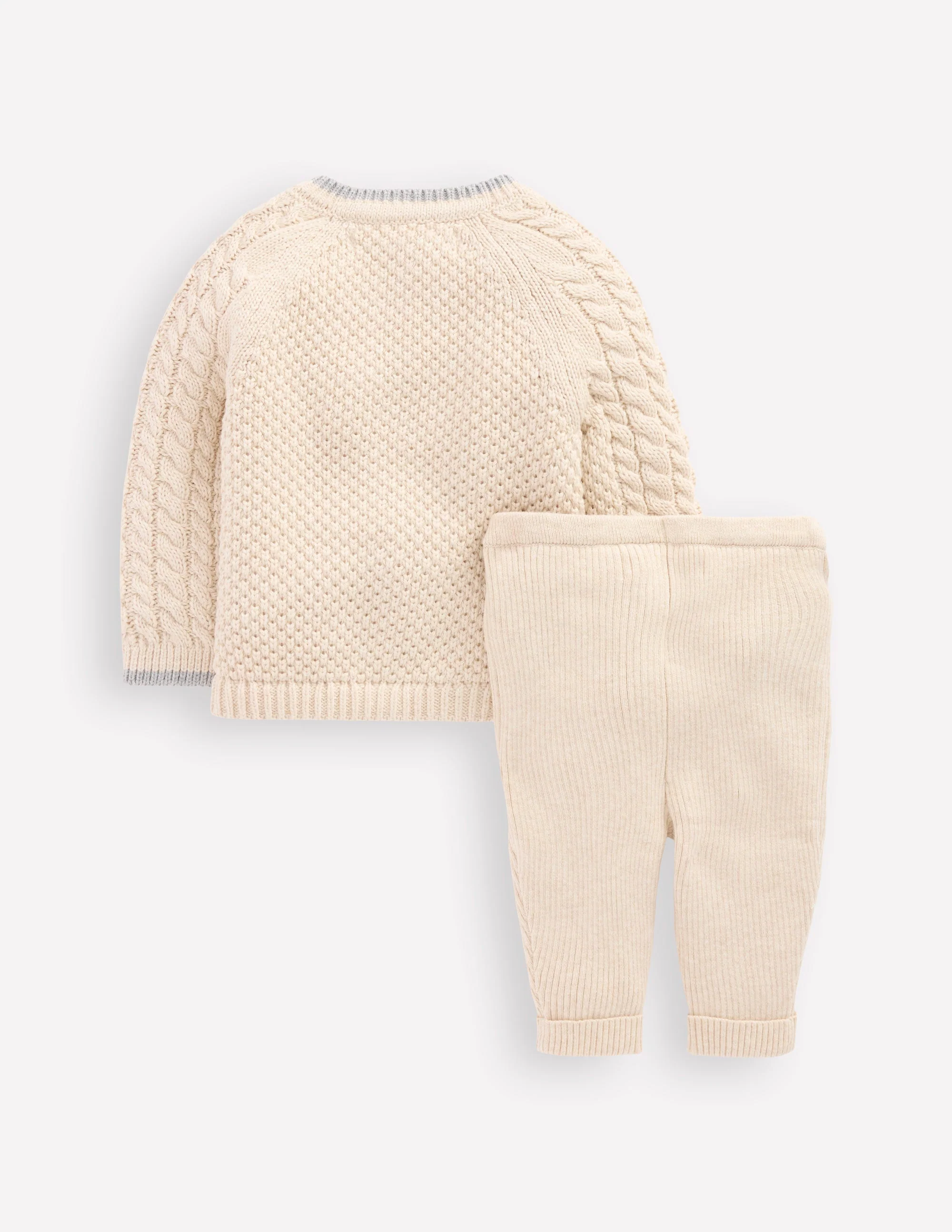 Strickspielset mit Zopfmuster-Beige Meliert - Image 2