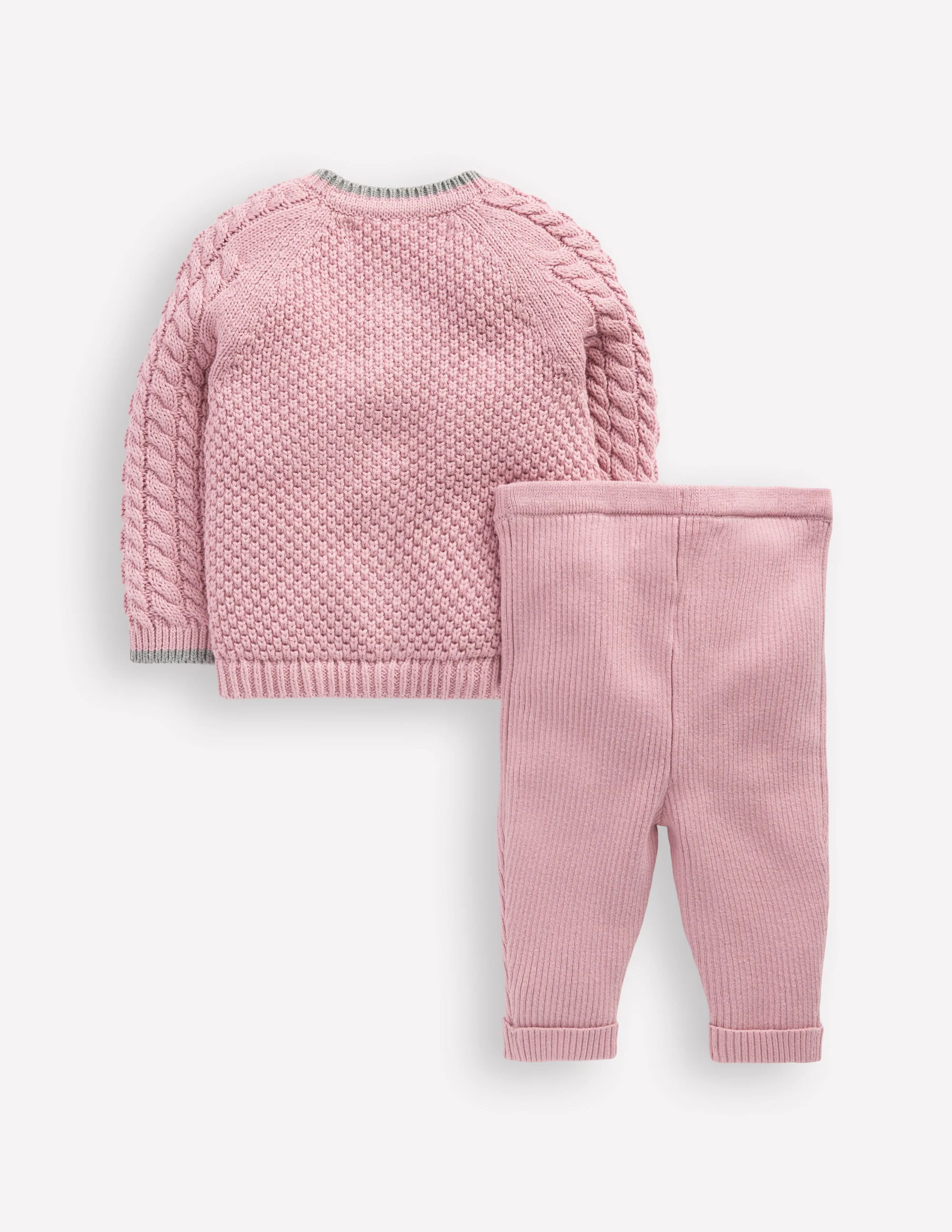 Strickspielset mit Zopfmuster-Vintage-Rosa - Image 2