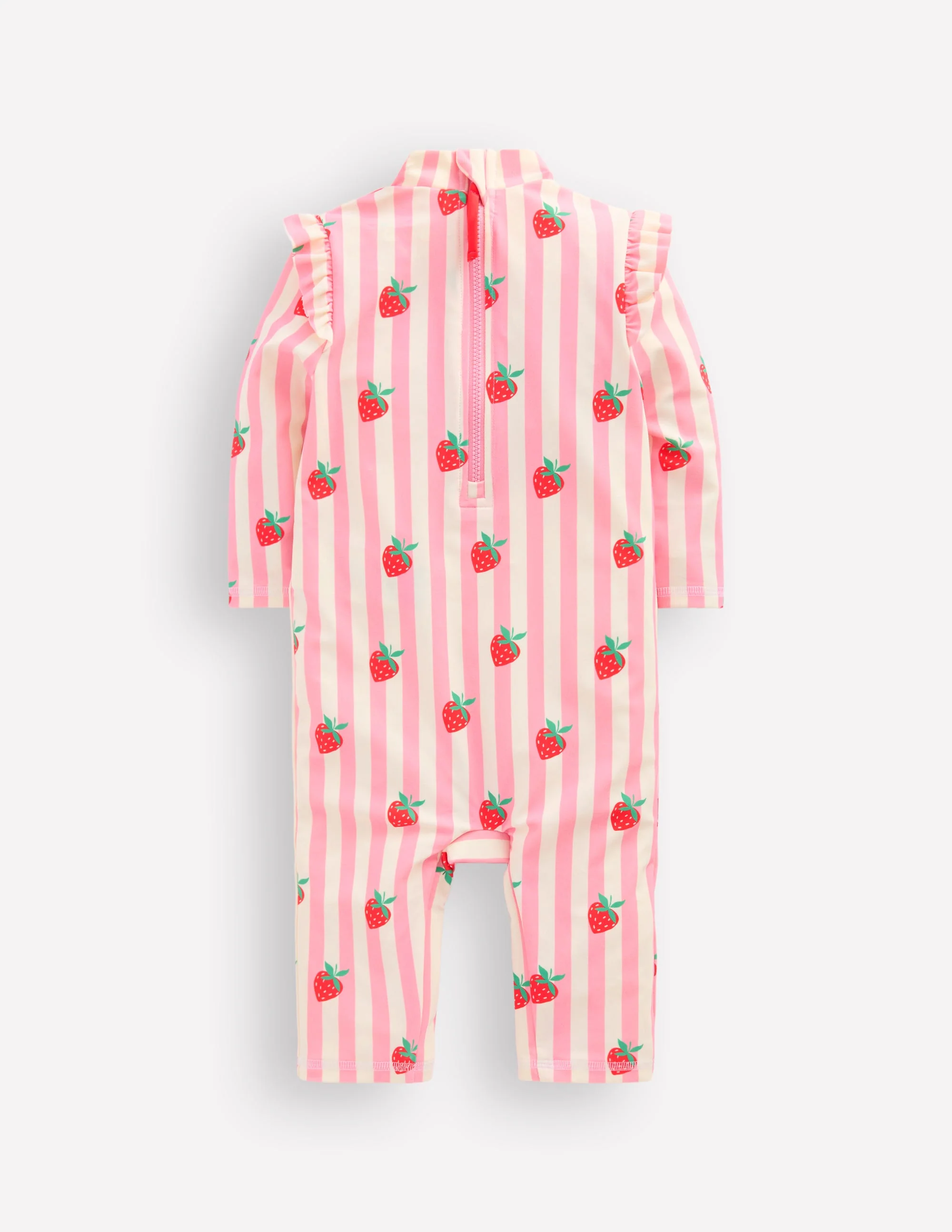 Surfanzug mit Sonnenschutz für Mädchen-Rosa Erdbeermuster Streifen - Image 2
