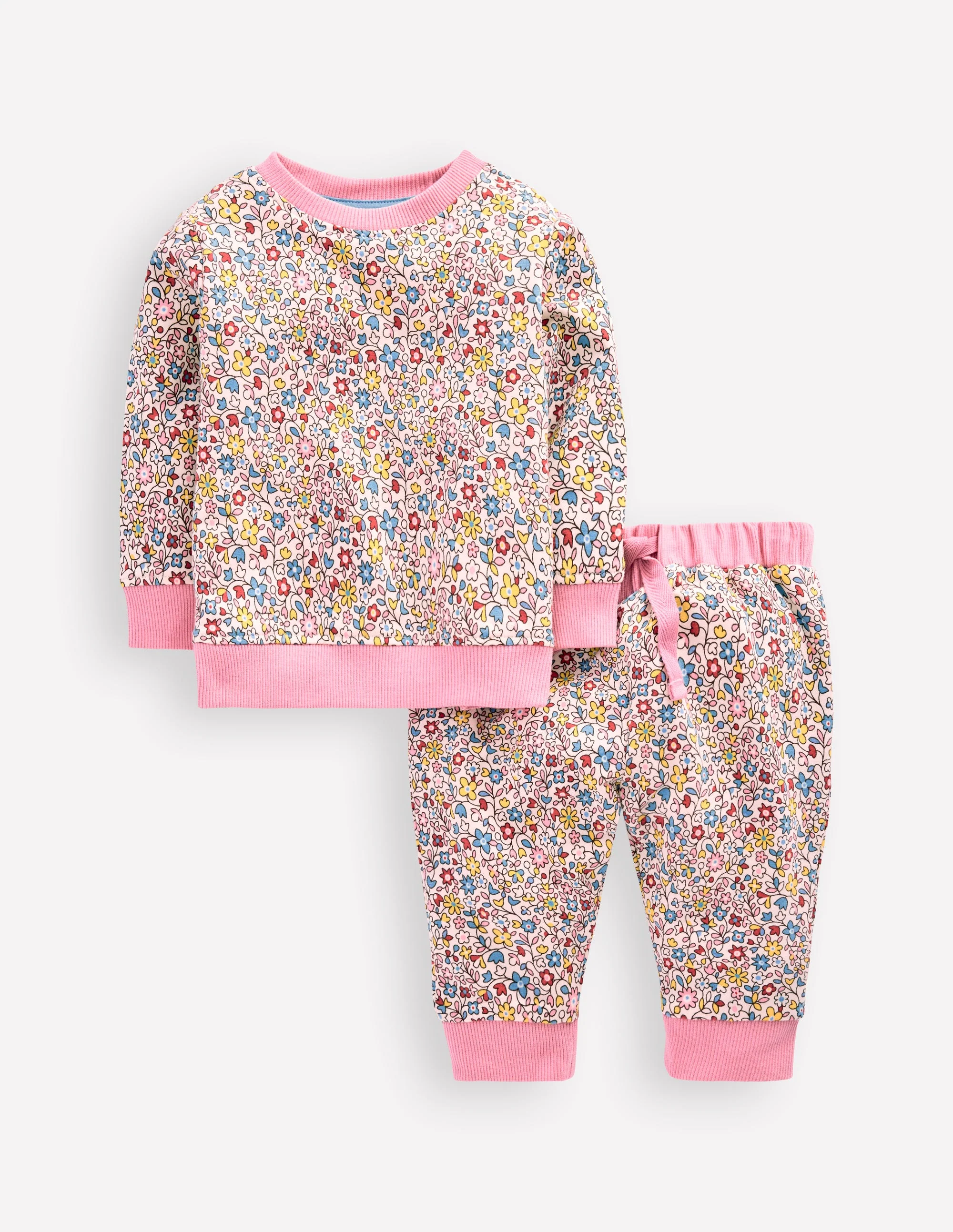 Sweatshirt-Set mit Applikation-Bunt Vintage Blumenmuster