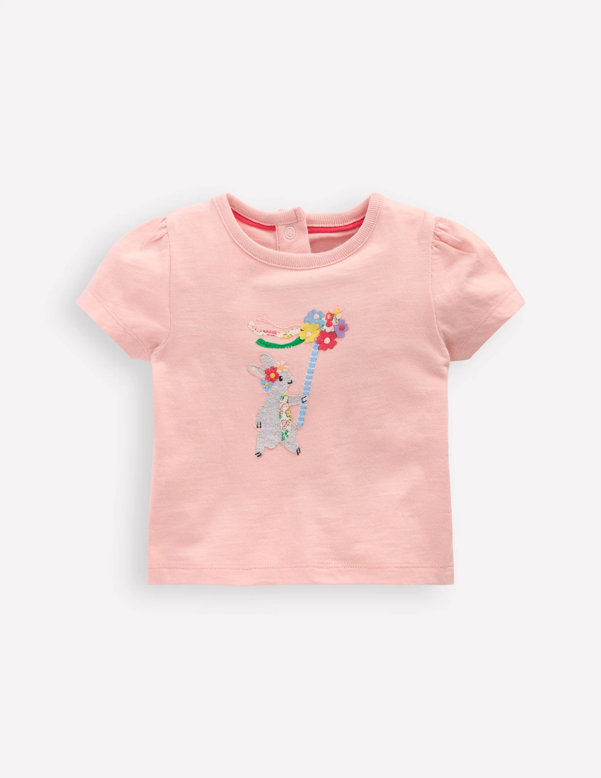 T-Shirt mit Puffärmeln und Logo für Mädchen-Kreiderosa Maifeiertags-Häschen