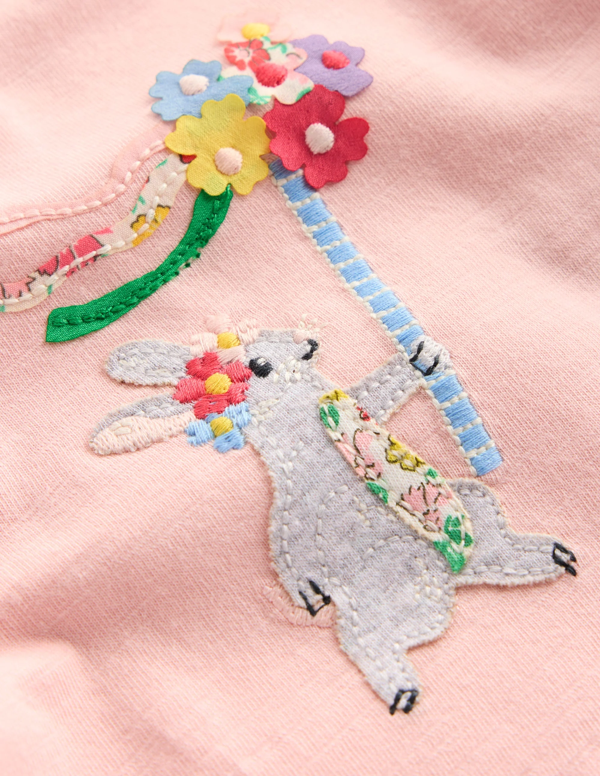 T-Shirt mit Puffärmeln und Logo für Mädchen-Kreiderosa Maifeiertags-Häschen - Image 3