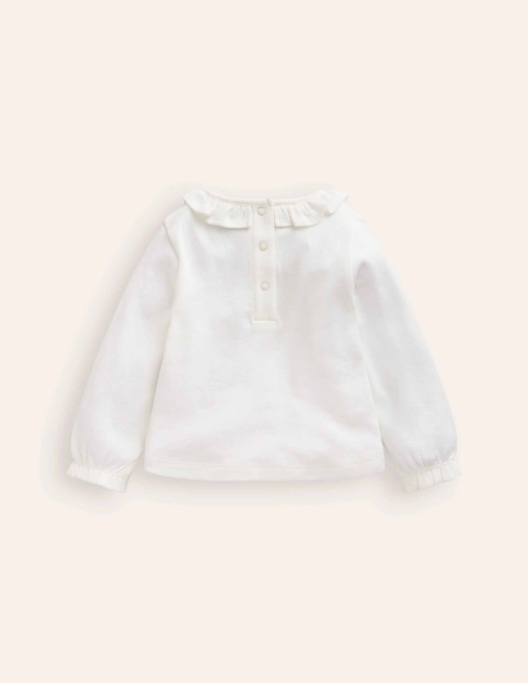 T-Shirt mit Rüschenausschnitt-Naturweiß Mäuse - Image 2