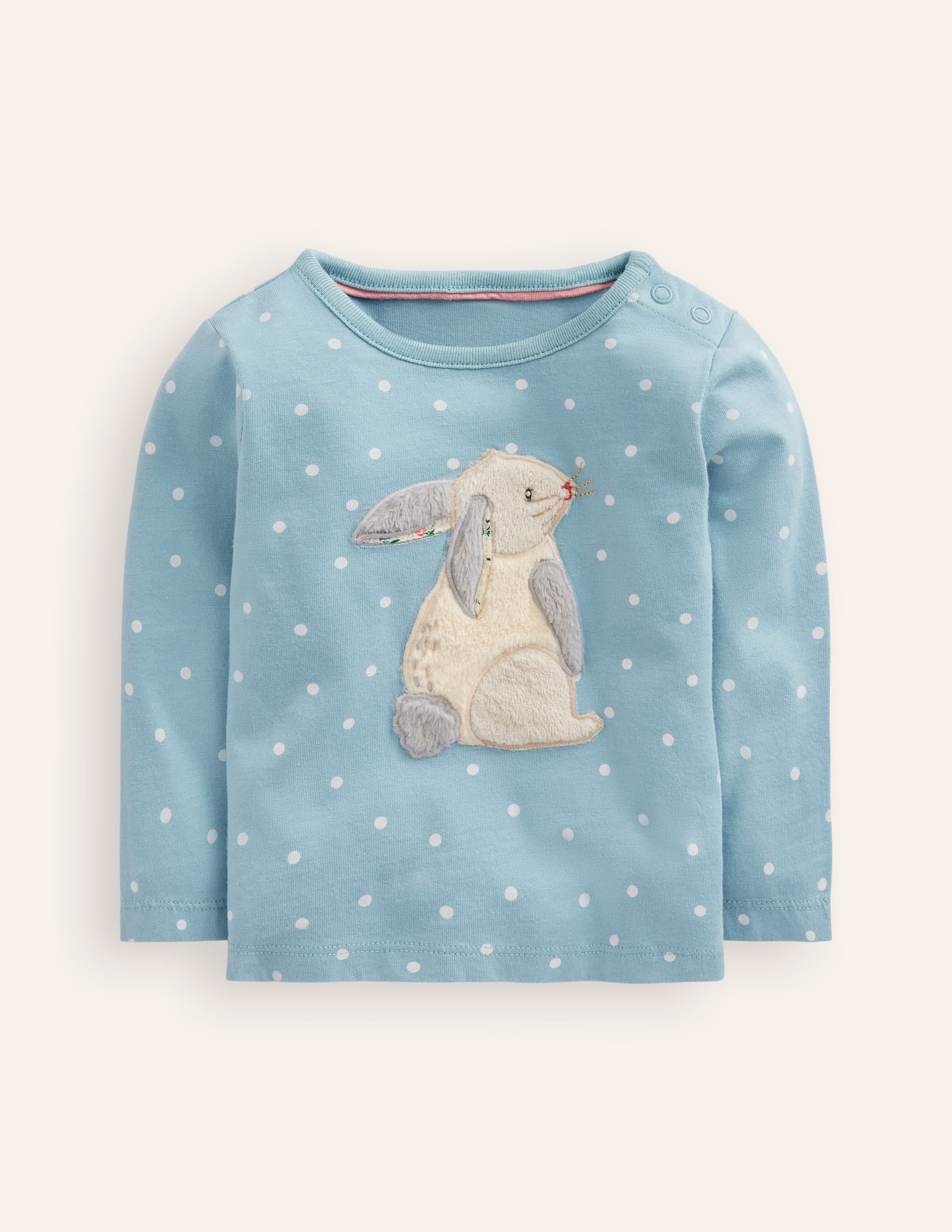 T-Shirt mit Tierapplikation-Sanftes Blau Hase