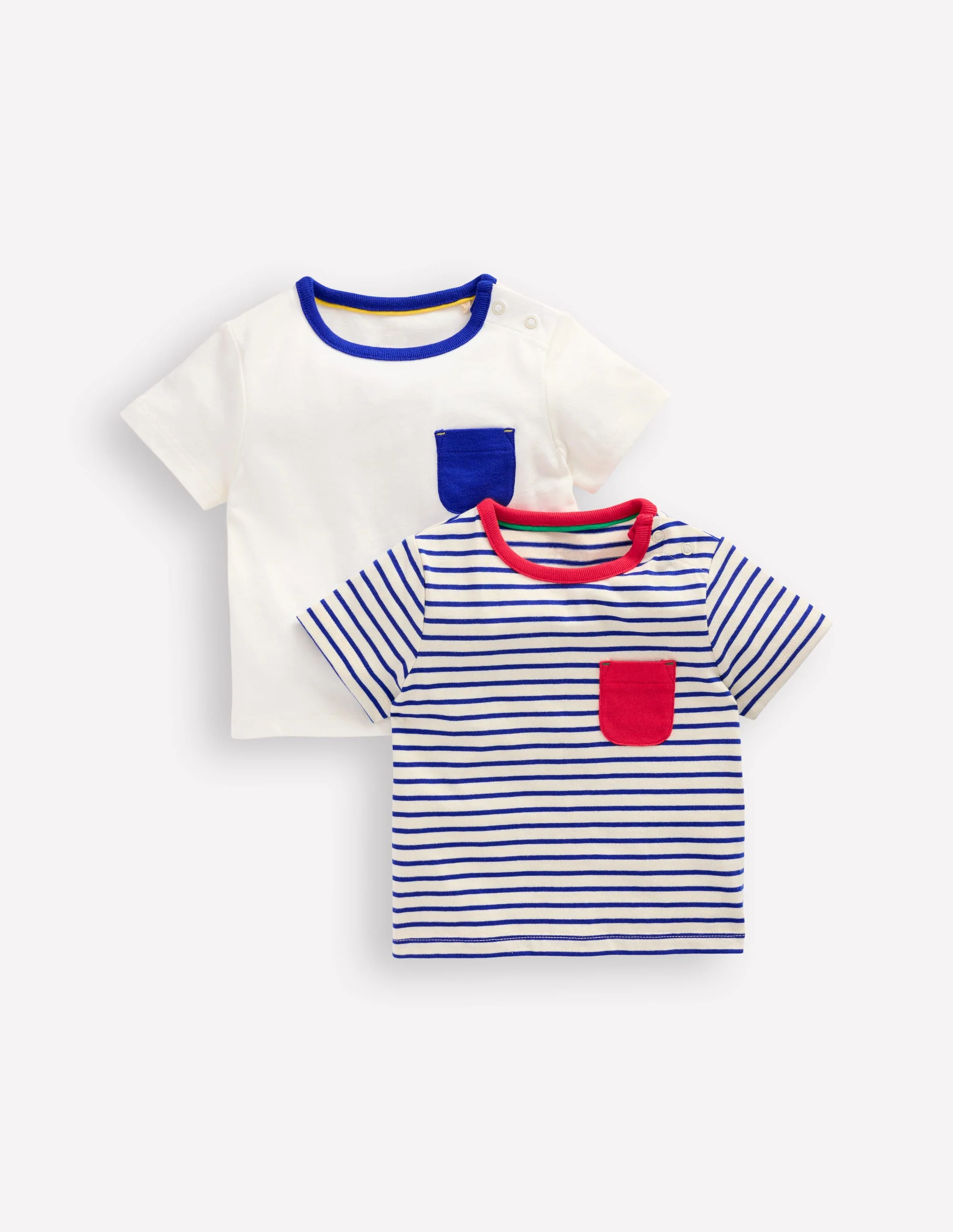 T-Shirts im Doppelpack-Naturweiß Streifen Doppelpack