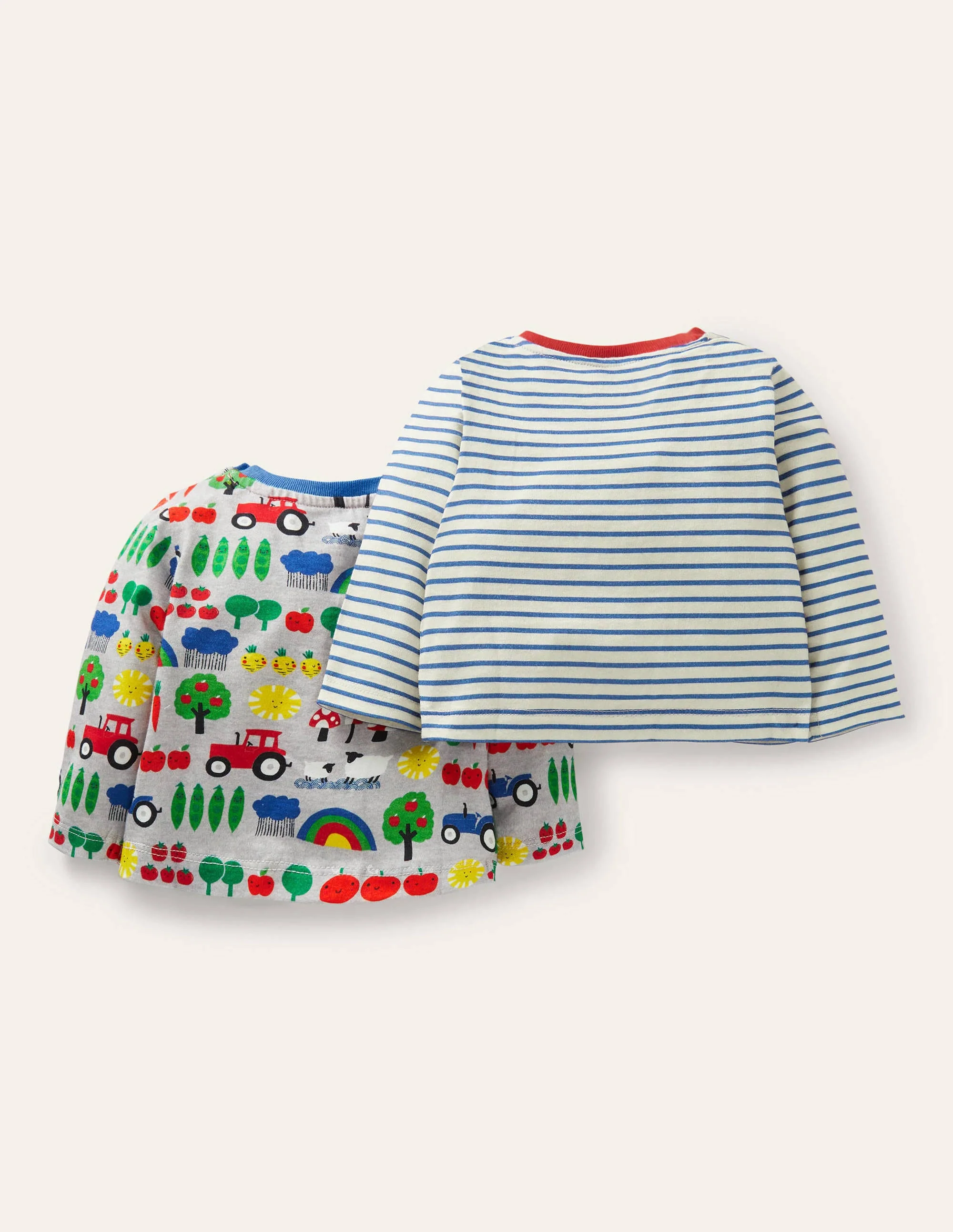 T-Shirts mit Bauernhofmotiv im 2er-Pack-Grau Meliert, Regenbogenfarm - Image 2