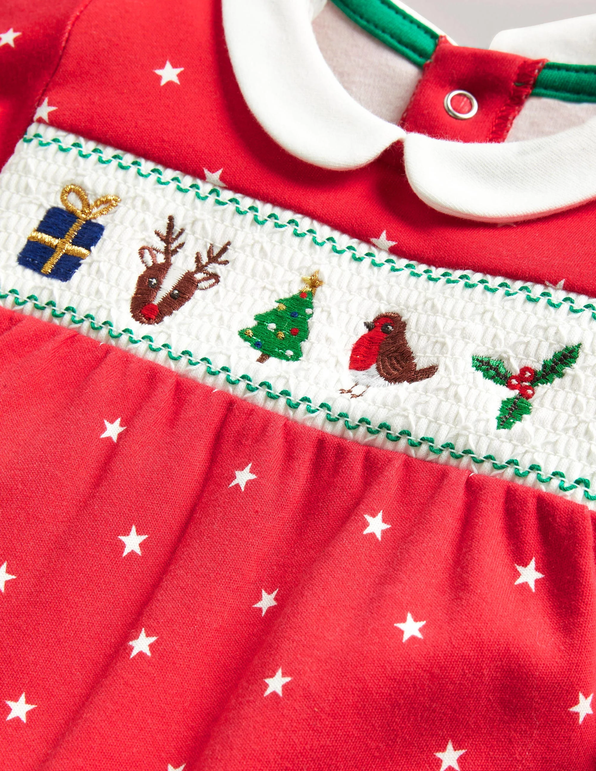 Weihnachtsschlafanzug für Neugeborene-Rockabilly-Rot, Sterne - Image 3