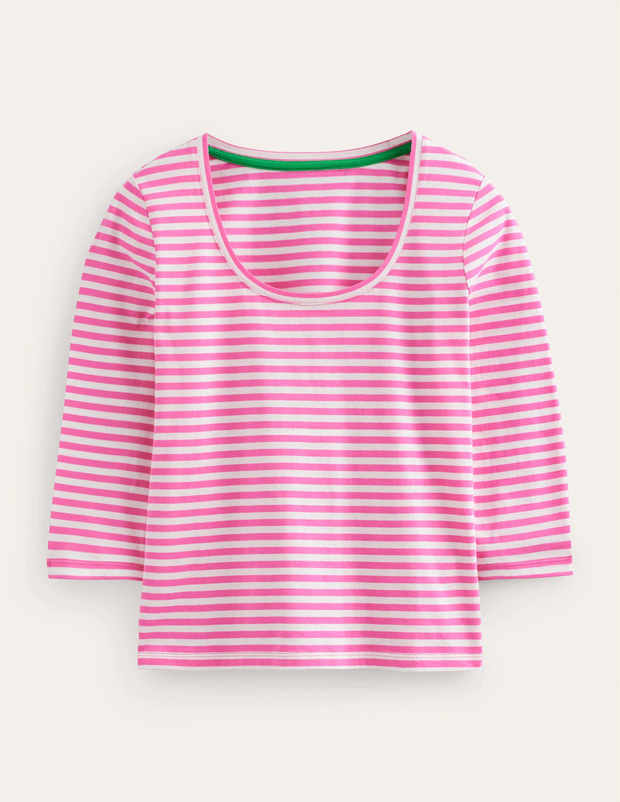 ¾-langes Oberteil mit tiefem Rundhalsausschnitt-Naturweiß, Rosa - Image 5