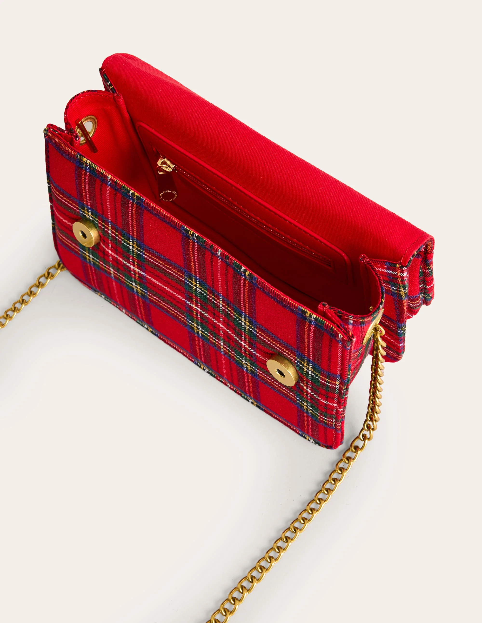 Abendtasche mit Schleife-Rot und Blau, Kariert - Image 4