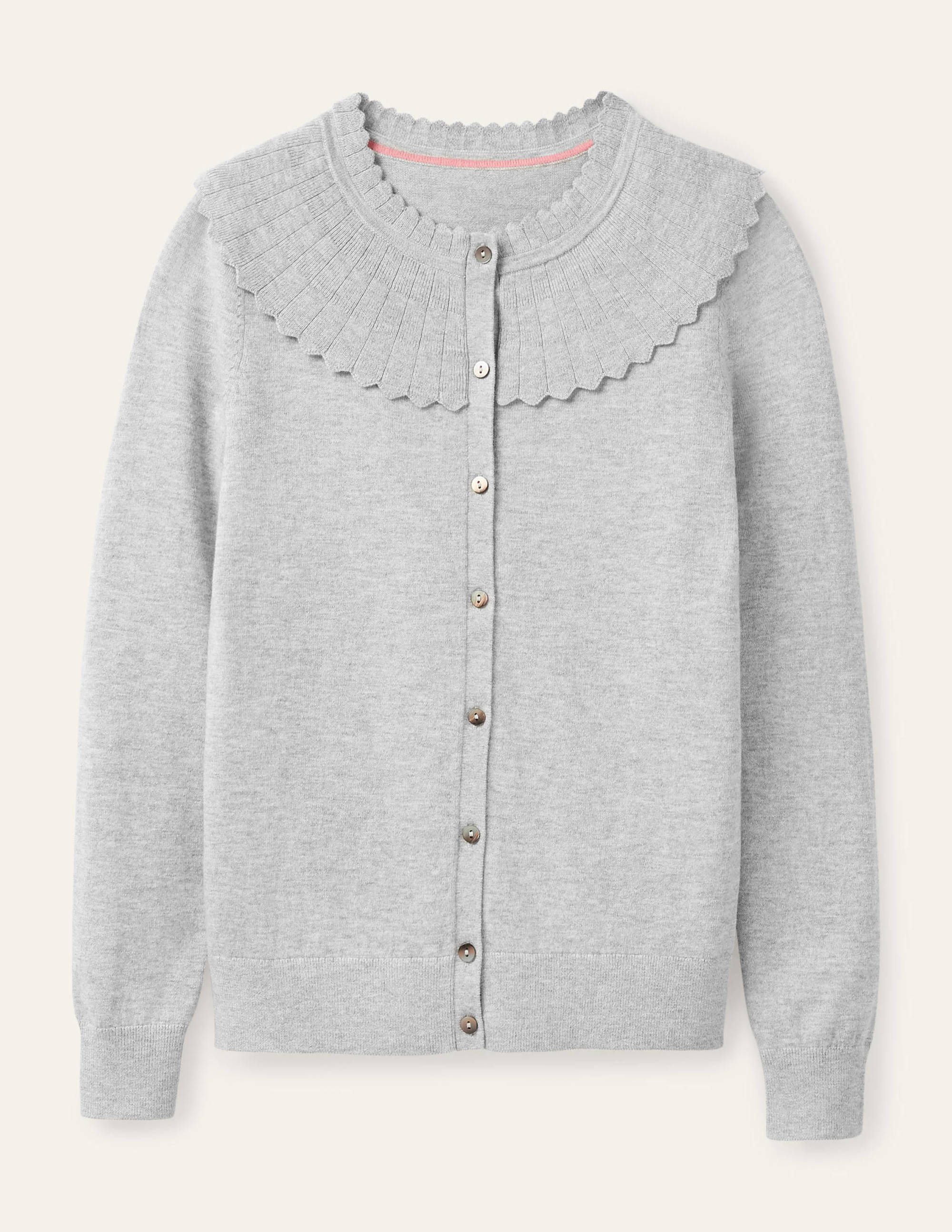 Abercorn Cardigan mit Muschelsaum-Grau Melange - Image 5