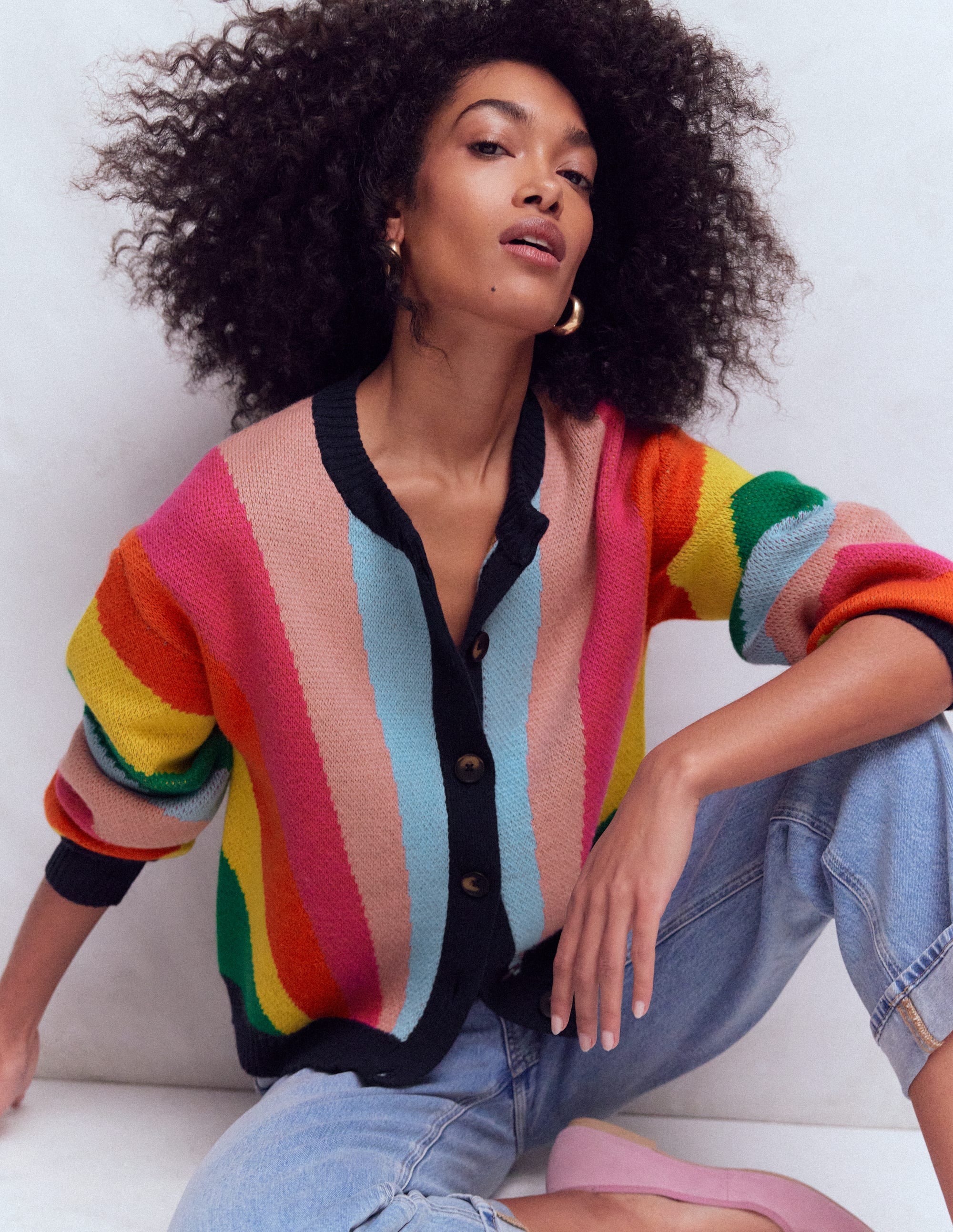 Abi Jacquard-Strickjacke-Arc-en-ciel multi