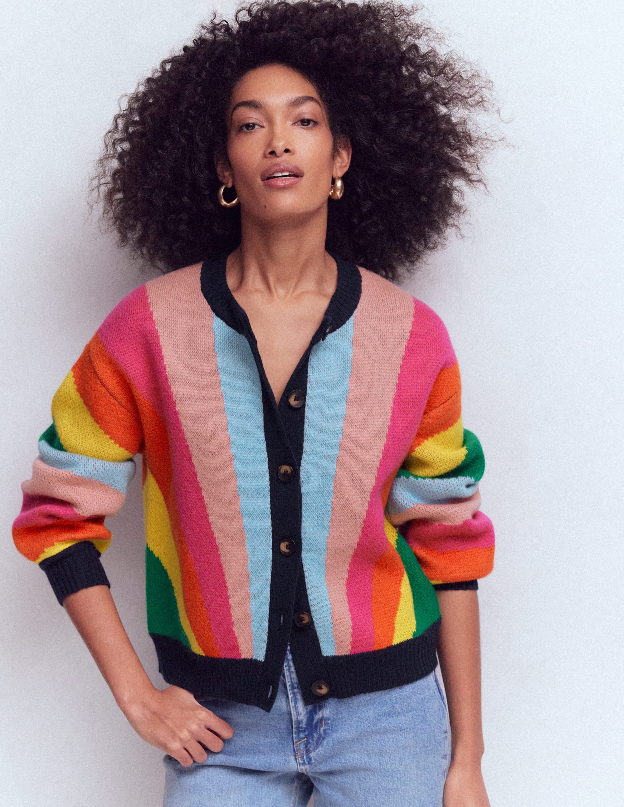 Abi Jacquard-Strickjacke-Arc-en-ciel multi - Image 2
