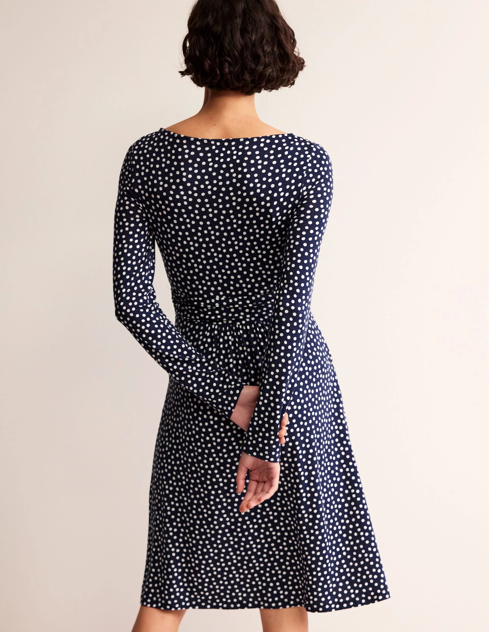 Abigail Jerseykleid-Französisches Marineblau, Abstrakt Punkt - Image 3