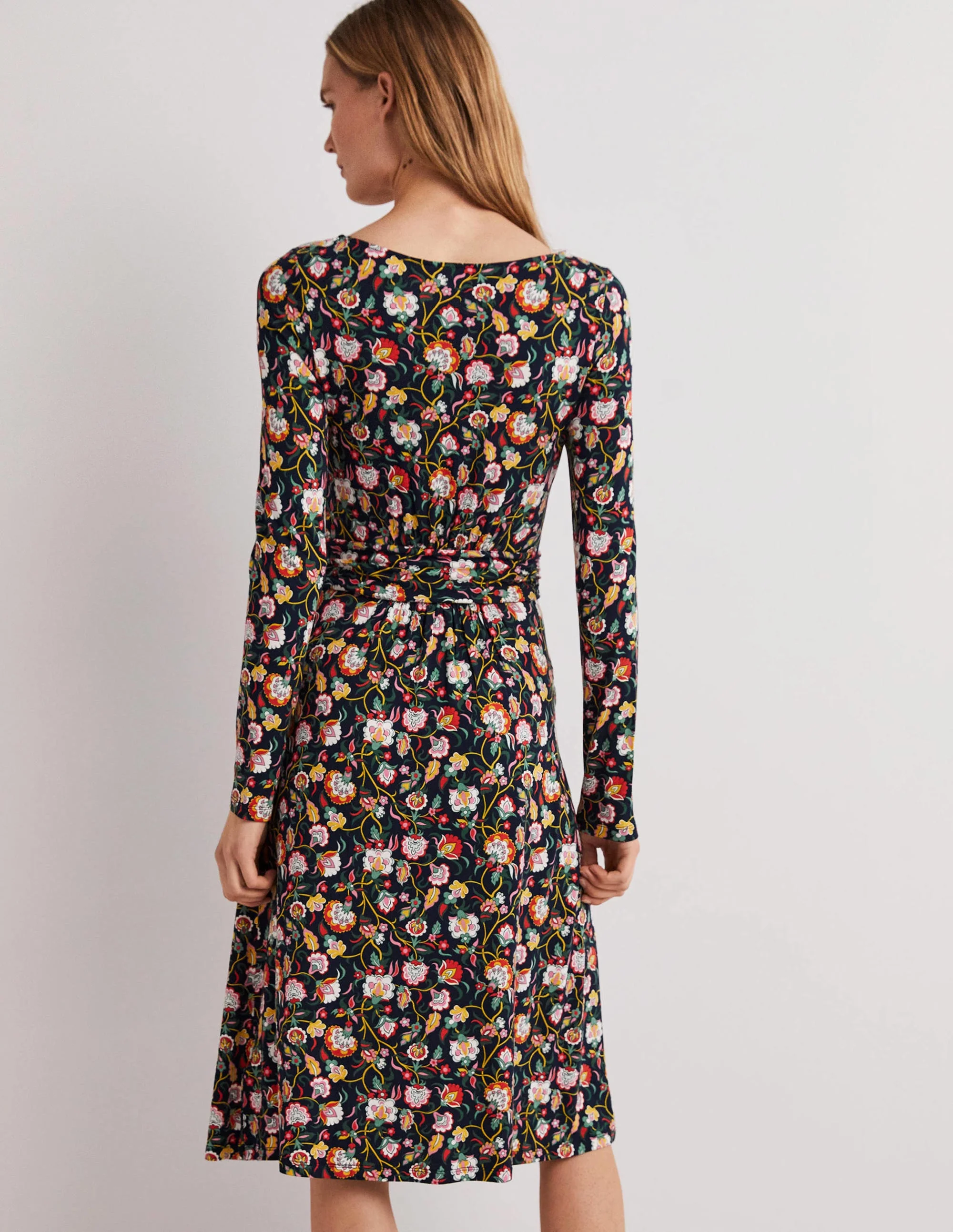 Abigail Jerseykleid-Französisches Navy, Üppige Blumen - Image 3