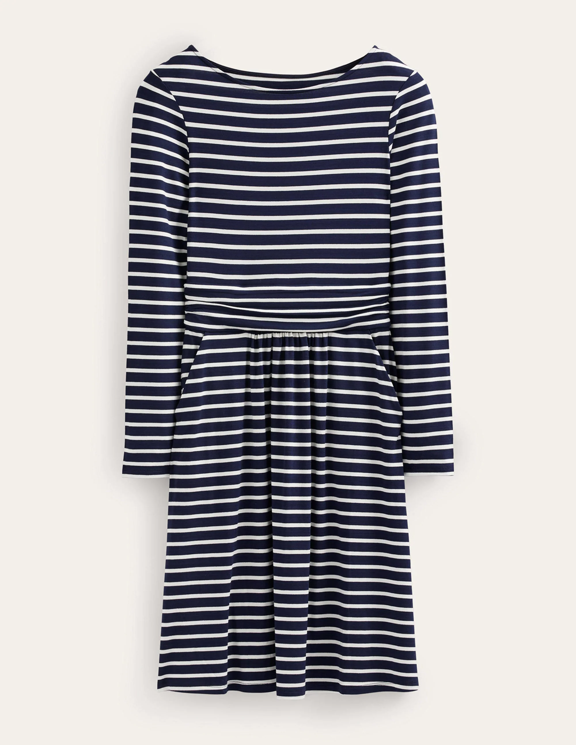 Abigail Jerseykleid-Marineblau, Naturweiß Gestreift - Image 5
