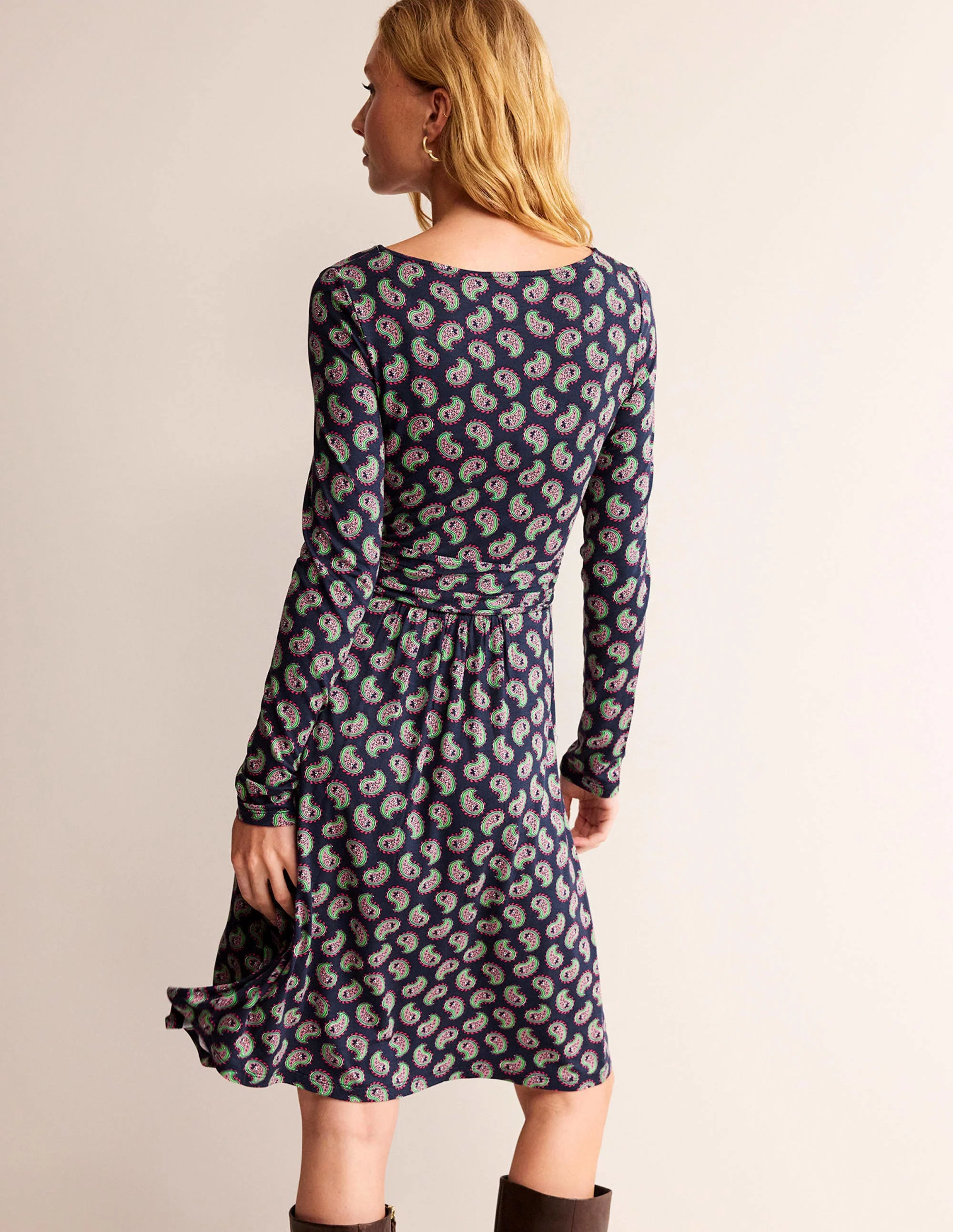 Abigail Jerseykleid-Marineblau, Paisley-Muster - Image 3