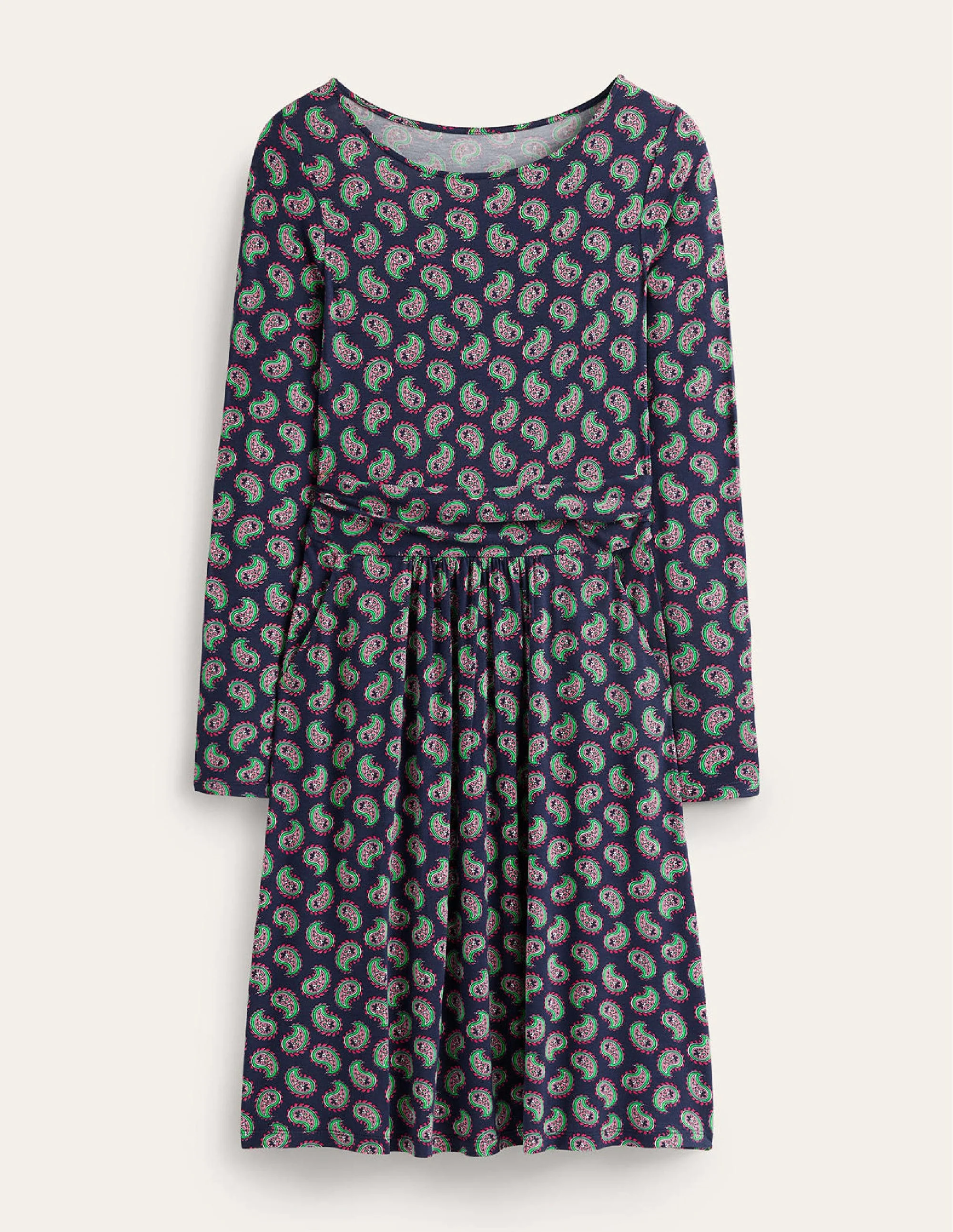 Abigail Jerseykleid-Marineblau, Paisley-Muster - Image 5