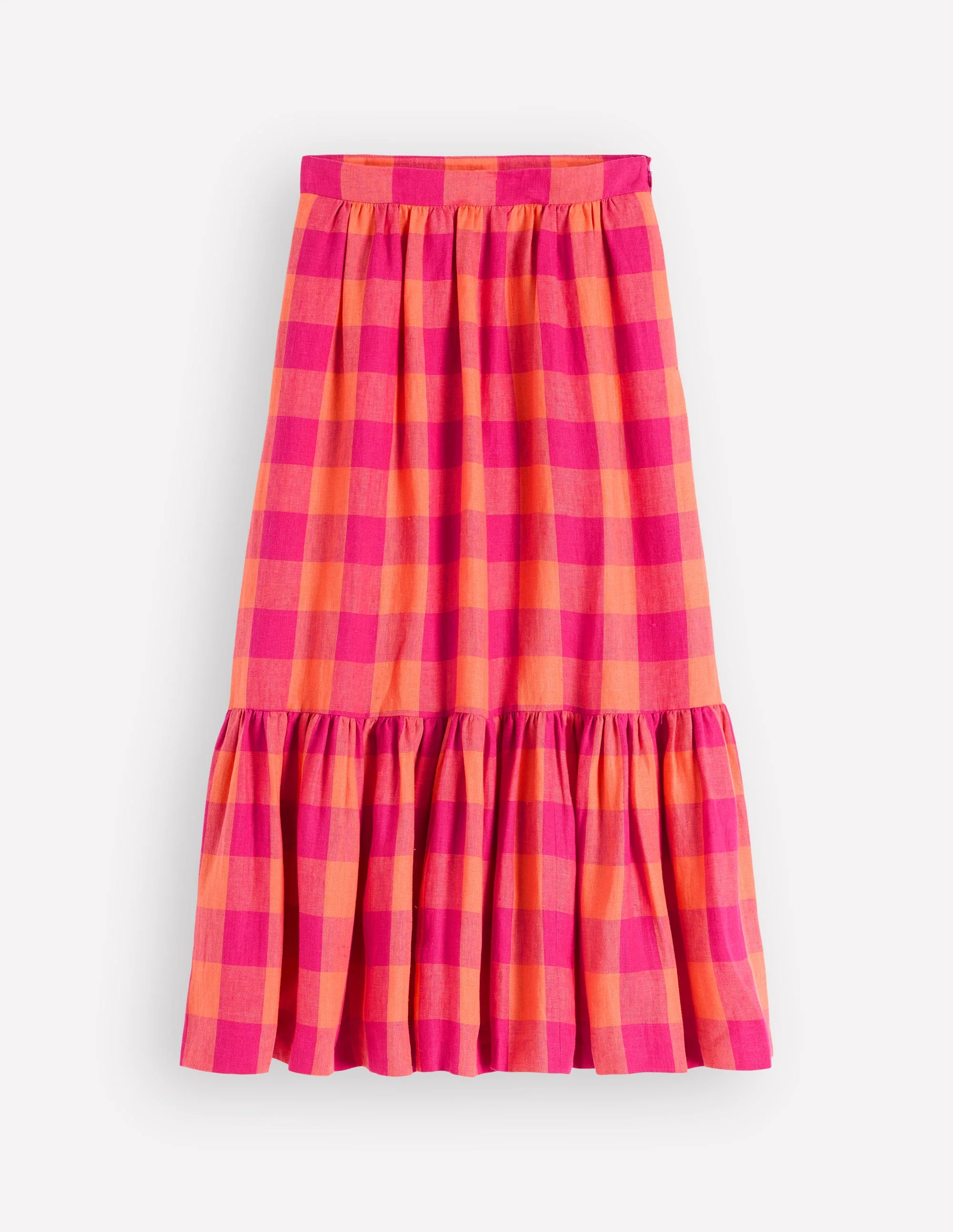Abigail Maxirock aus Leinen-Fruchtiges Orange, Rosa Vichykaro - Image 5