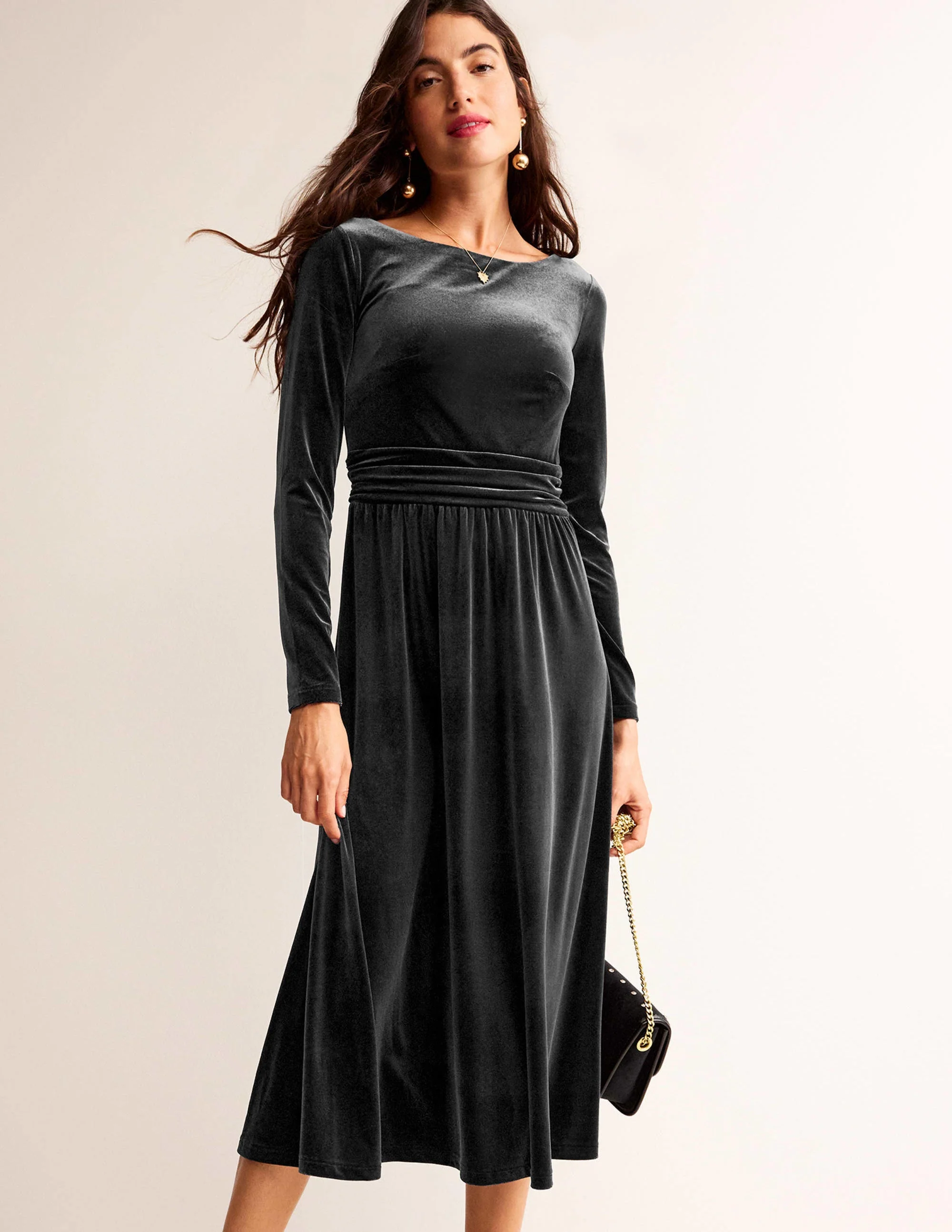 Abigail Midikleid aus Samt-Schwarz - Image 2