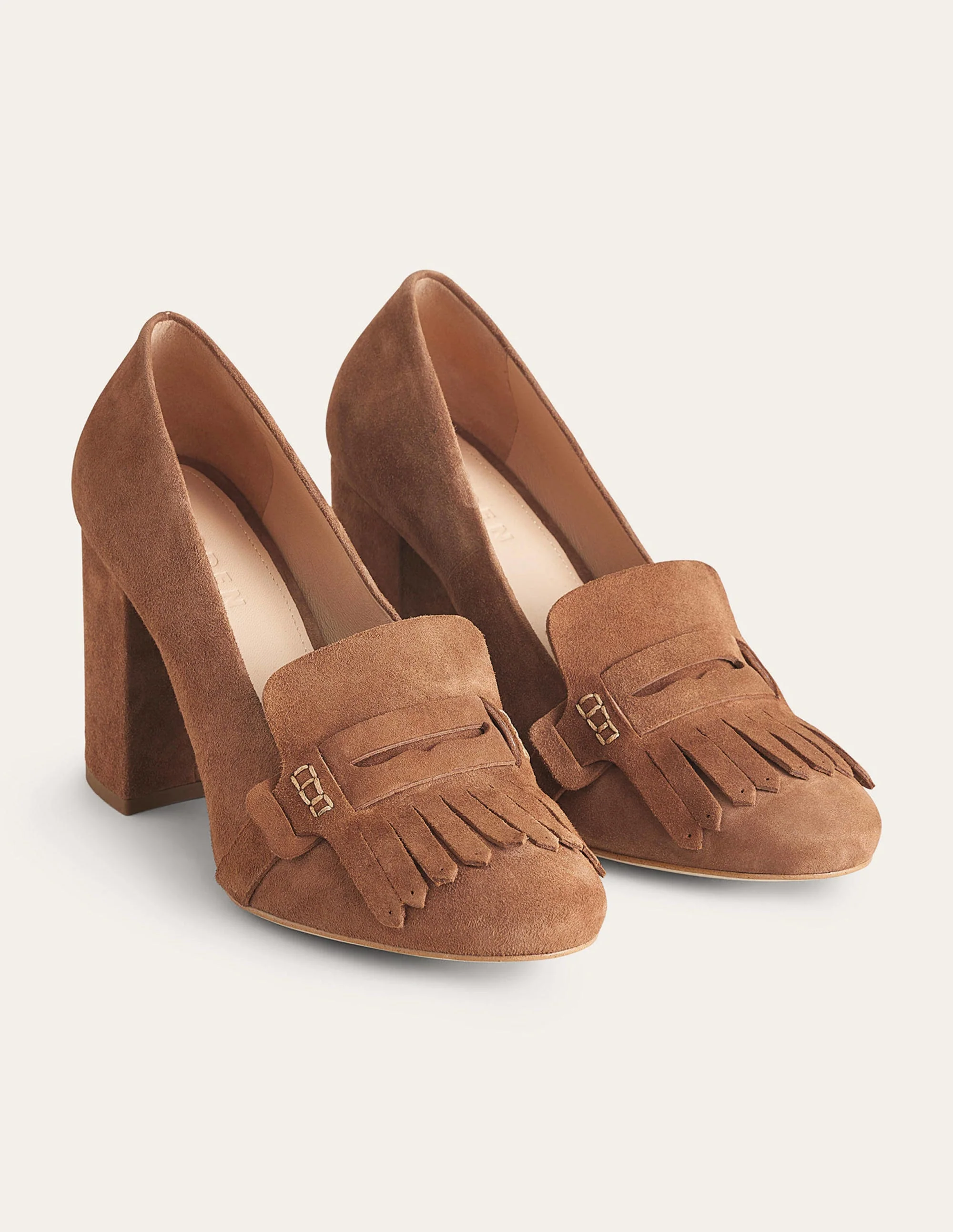 Absatz-Loafer mit Fransendetail-Goldbraun, Veloursleder - Image 2