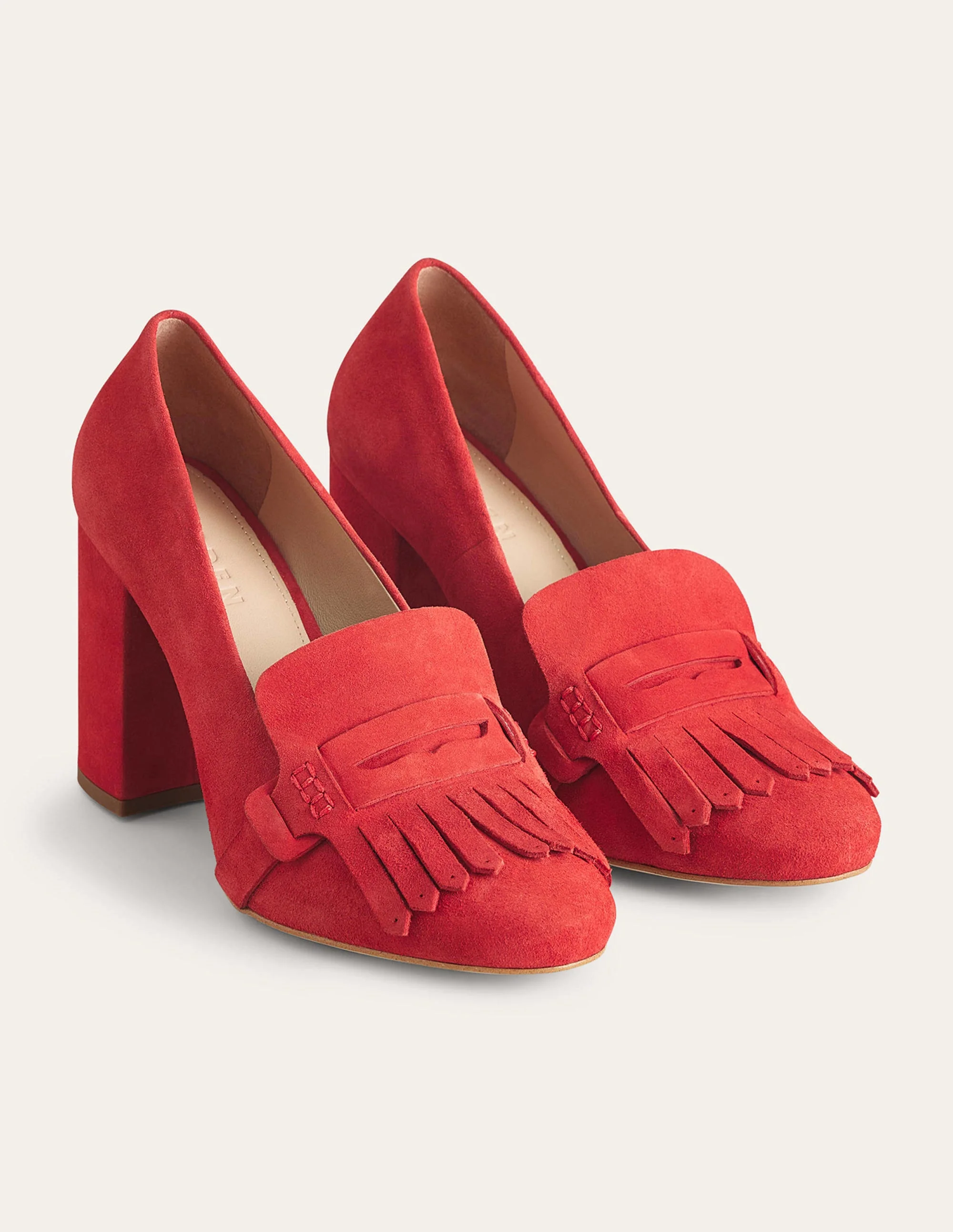 Absatz-Loafer mit Fransendetail-Tomatenrot, Velours-Ziegenleder - Image 2
