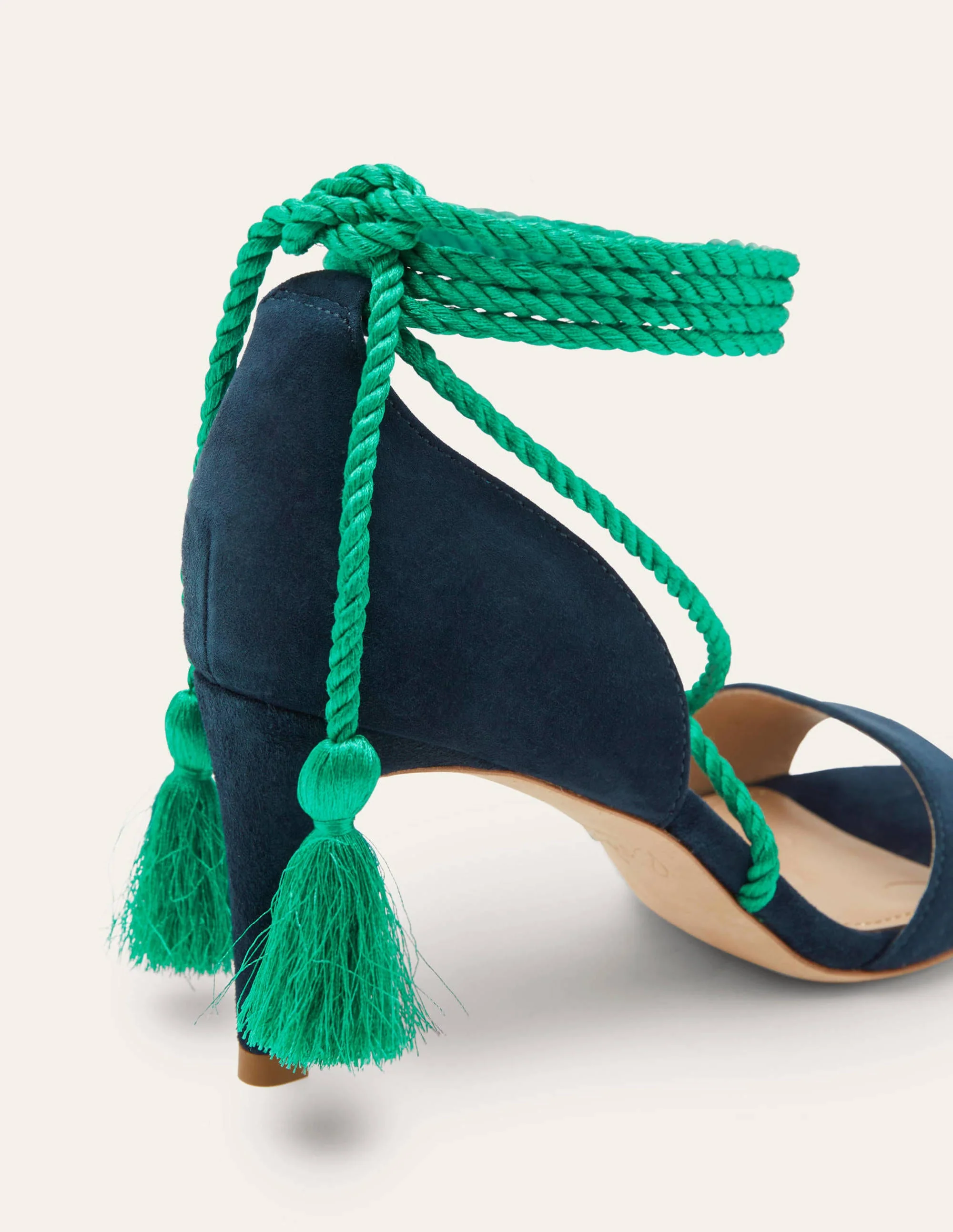 Absatzsandalen aus Veloursleder mit Knöchelriemchen-Marineblau - Image 3