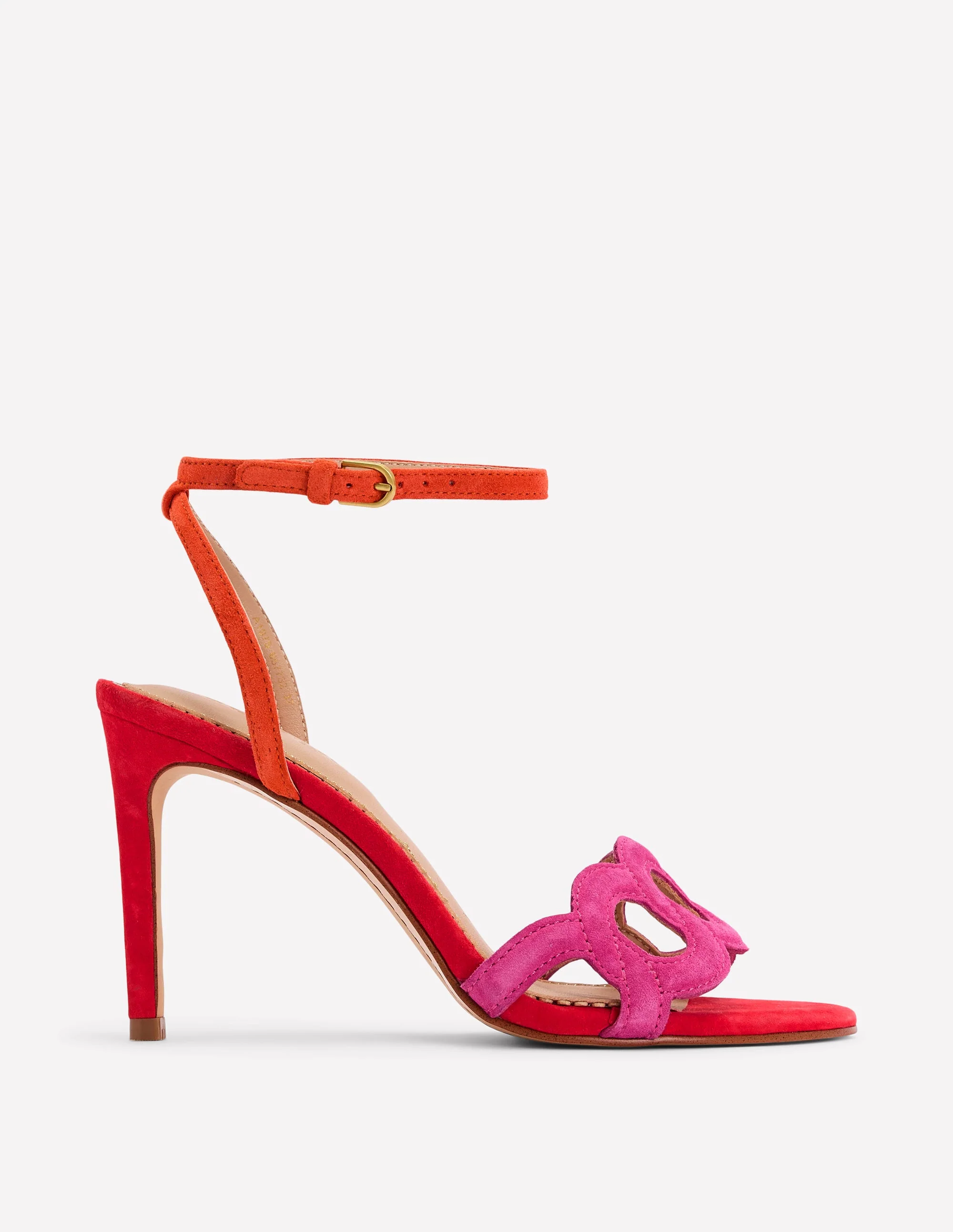 Absatzsandalen mit kreisrunden Details-Briefkastenrot/Sorbet-Rosa