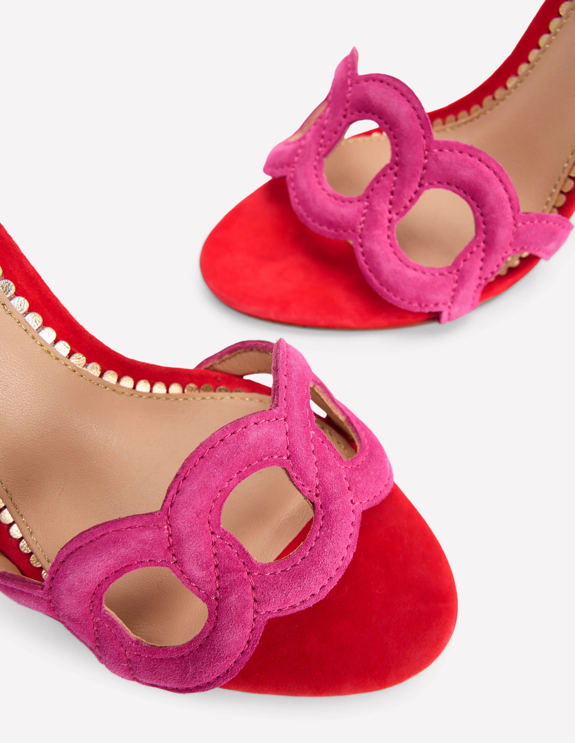 Absatzsandalen mit kreisrunden Details-Briefkastenrot/Sorbet-Rosa - Image 5
