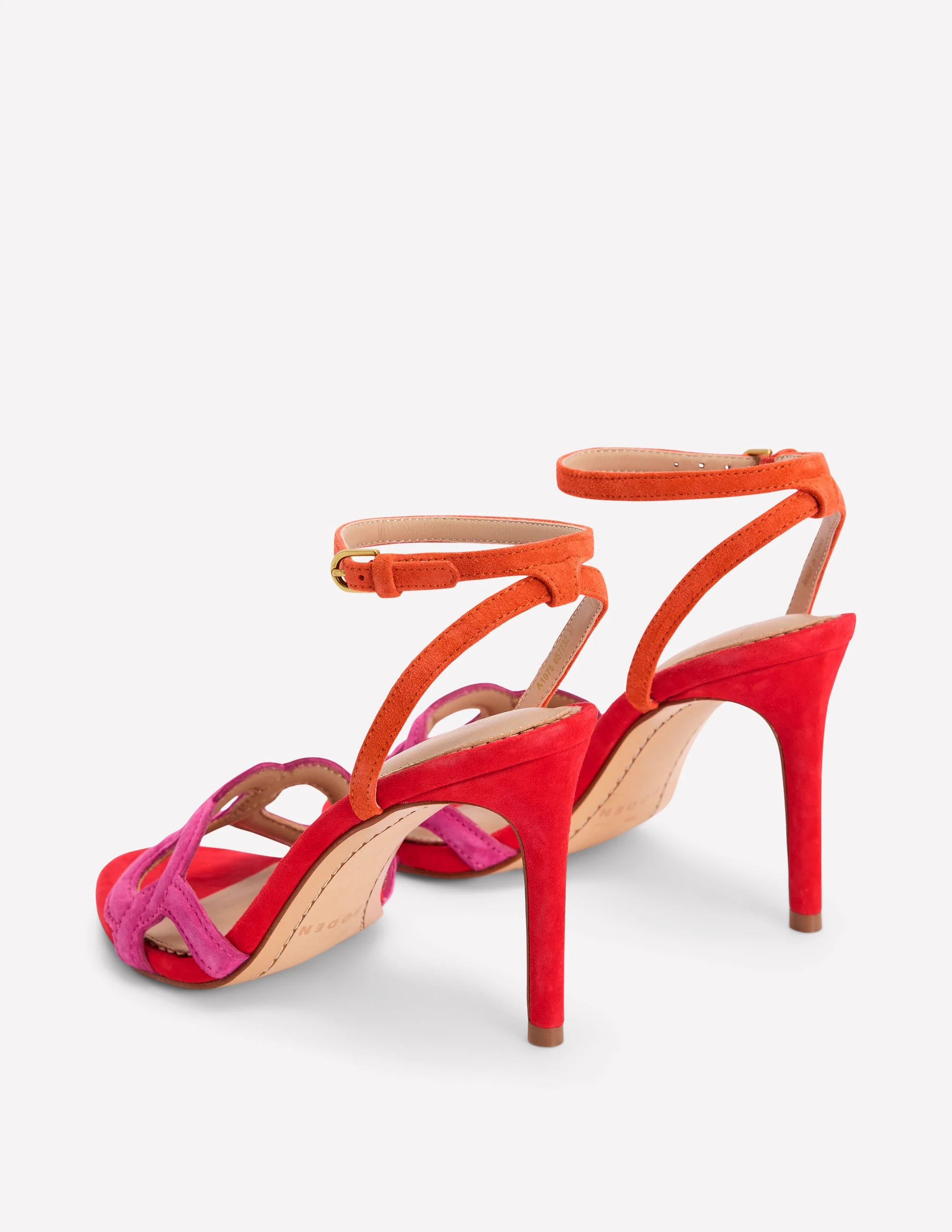 Absatzsandalen mit kreisrunden Details-Briefkastenrot/Sorbet-Rosa - Image 6