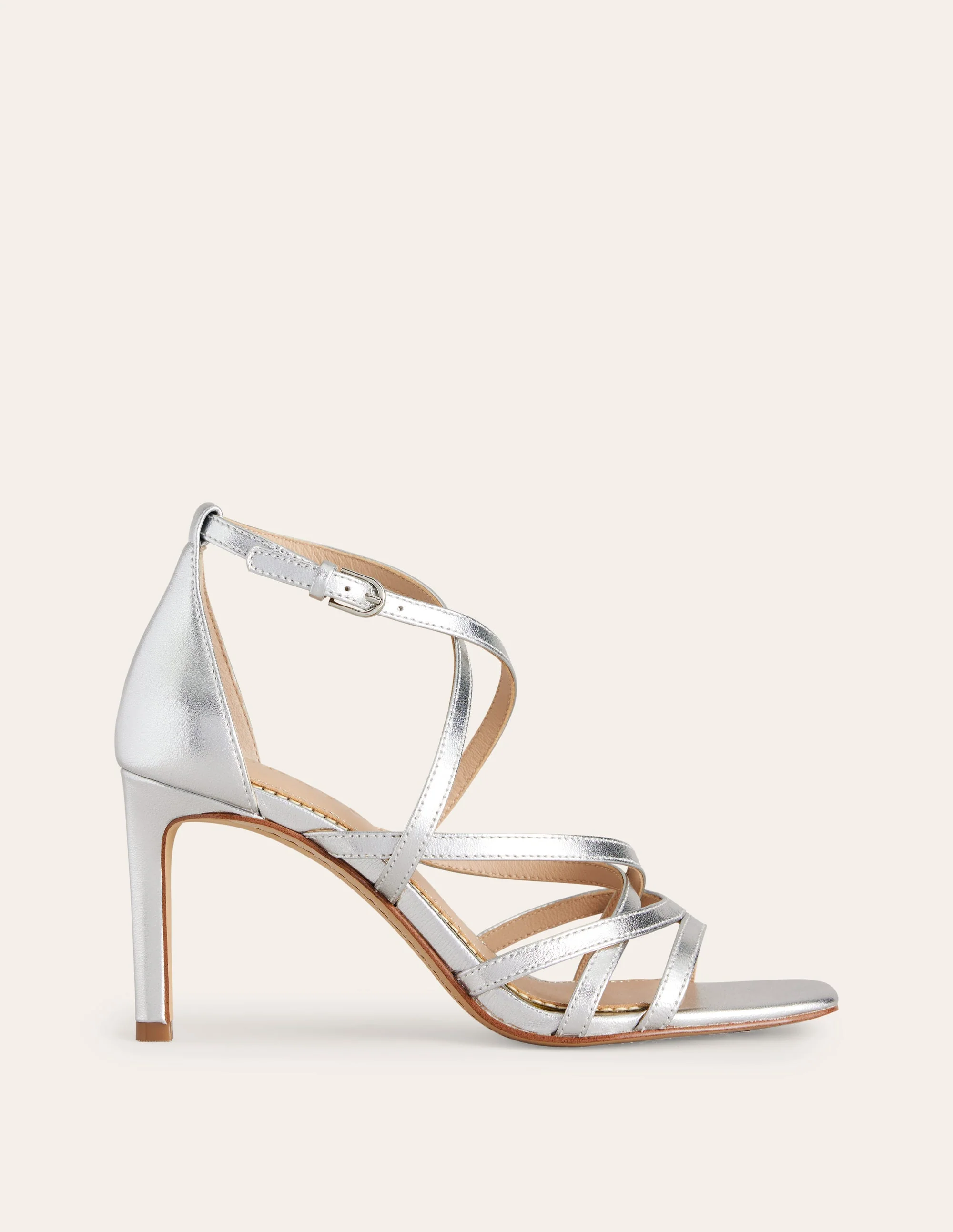 Absatzsandalen mit mehreren Riemen-Silber Metallic-Leder - Image 2