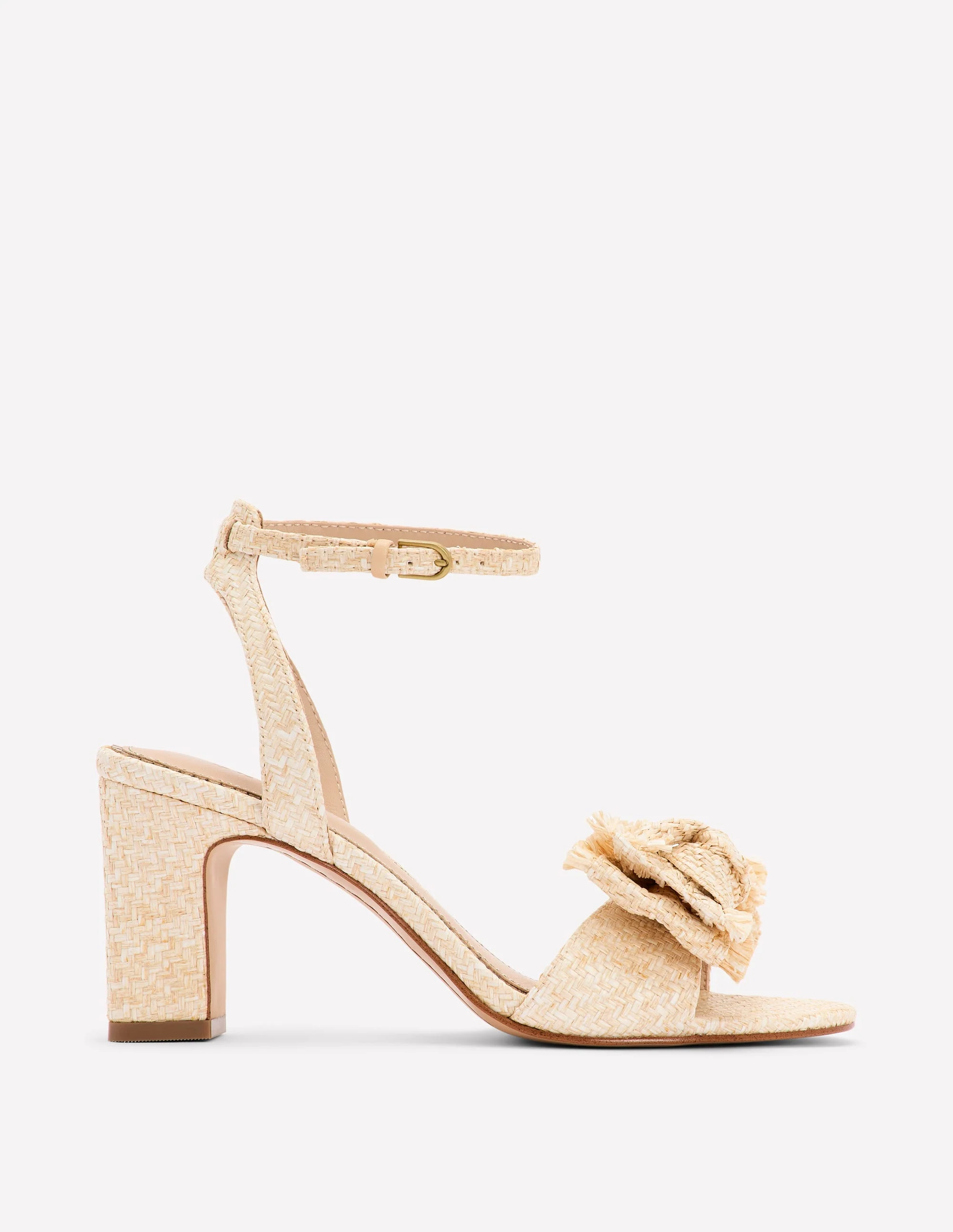 Absatzsandalen mit Schleife-Ecru